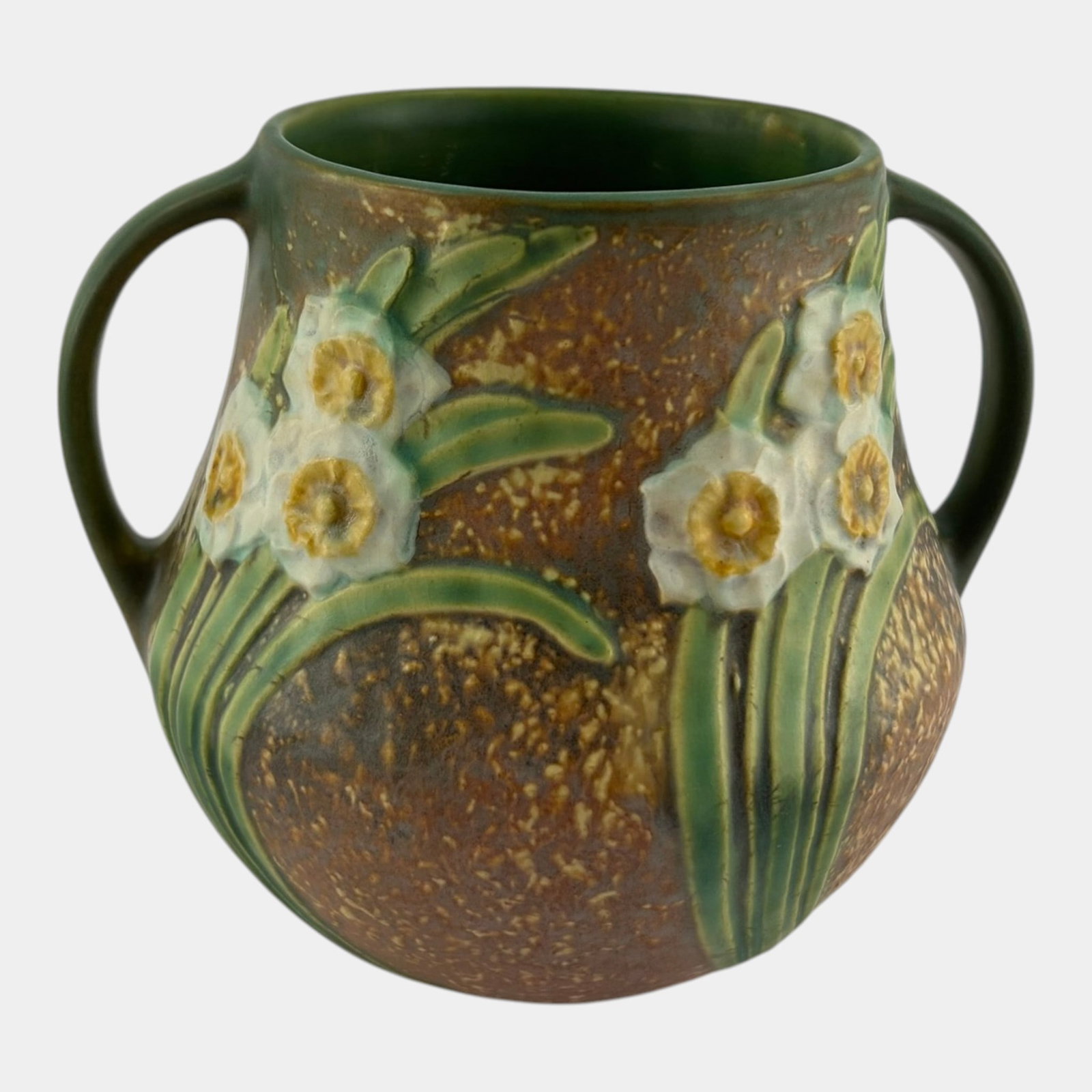 Roseville Jonquil Brown 1931 Vintage Arts And Crafts Pottery Ceramic Vase 526-6: Professional, fast, and affordable in house shipping available for all items. For higher resolution images please visit bid.craftedauctions.com Roseville Jonquil Brown 1931 Vintage Arts And Crafts Pot