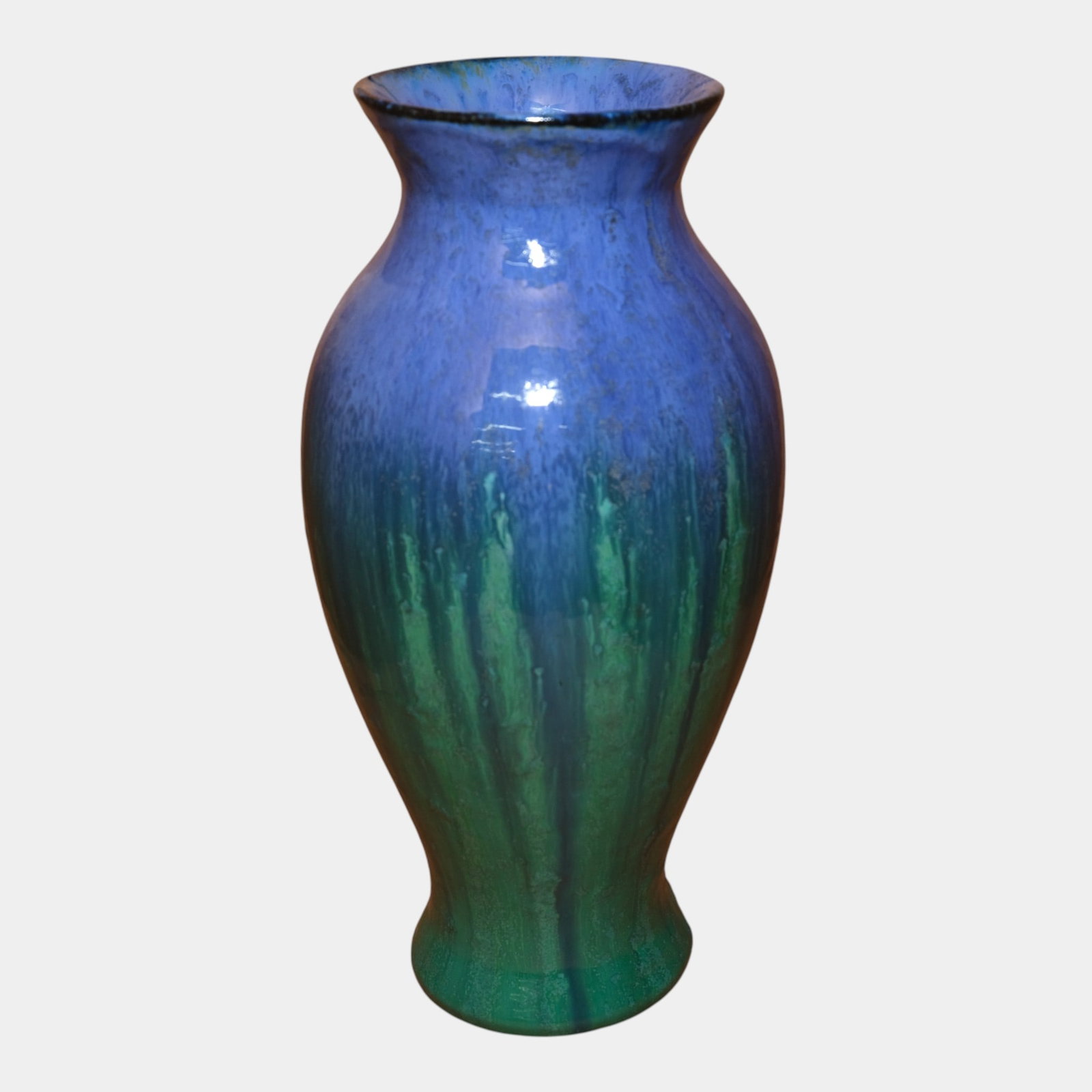 Fulper 1917-1927 Arts And Crafts Pottery Blue Drip Over Green Tall Vase 536 (1 of 6)
