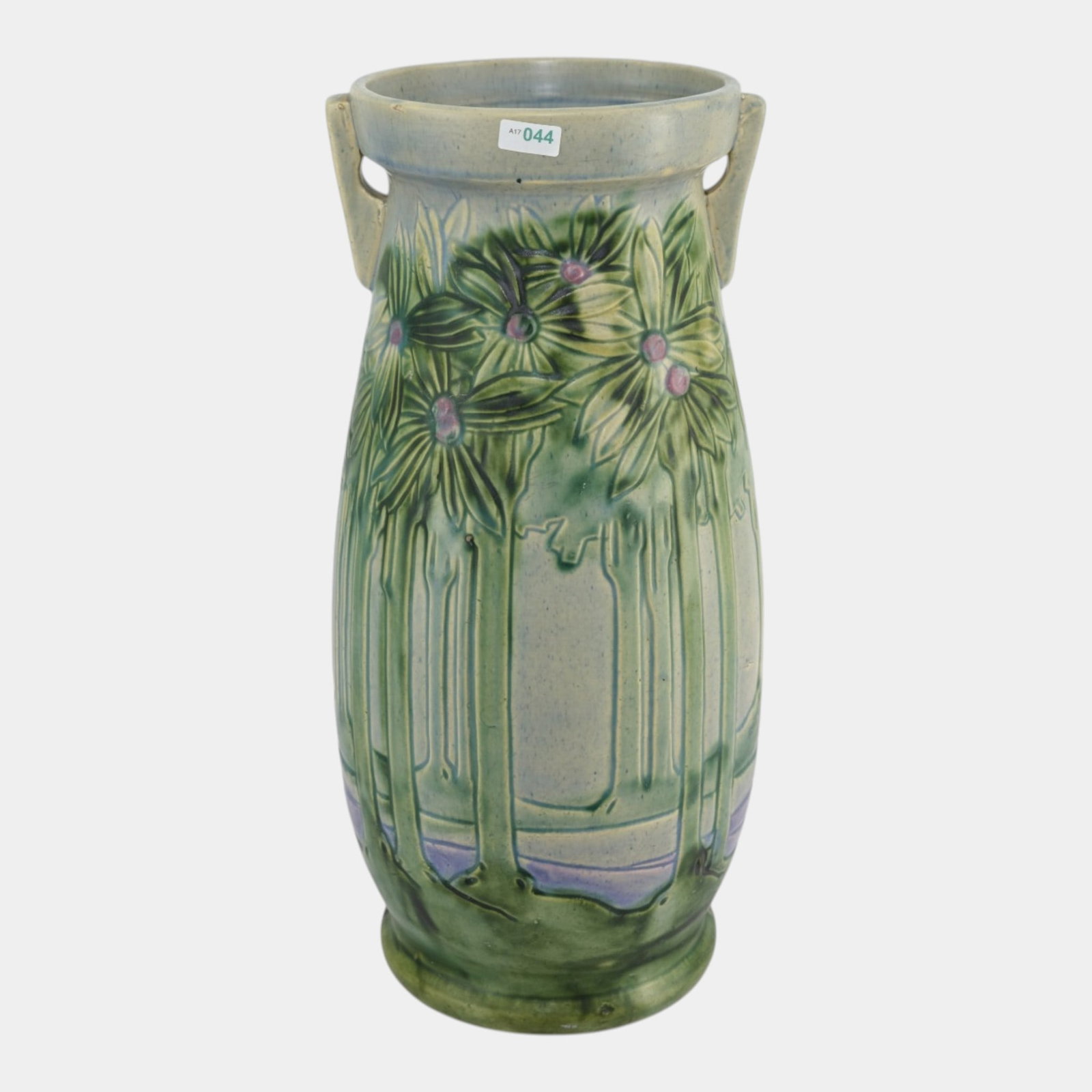 Roseville Vista 1920 Vintage Gray Green Art Pottery Ceramic Handled Floor Vase 134-18 (1 of 7)