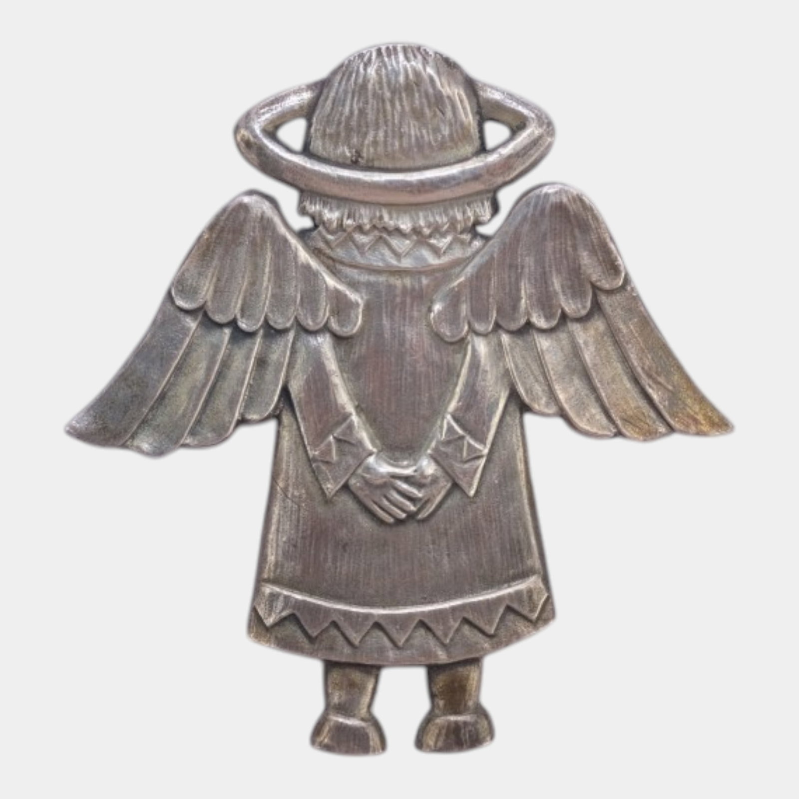 Jeep Collins Sterling Silver 925 Large 1.2oz Winged Angel And Halo Modernist Pendant: Professional, fast, and affordable in house shipping available for all items. For higher resolution images please visit bid.craftedauctions.com Charmingly stylized and softly sculptural, this sterling