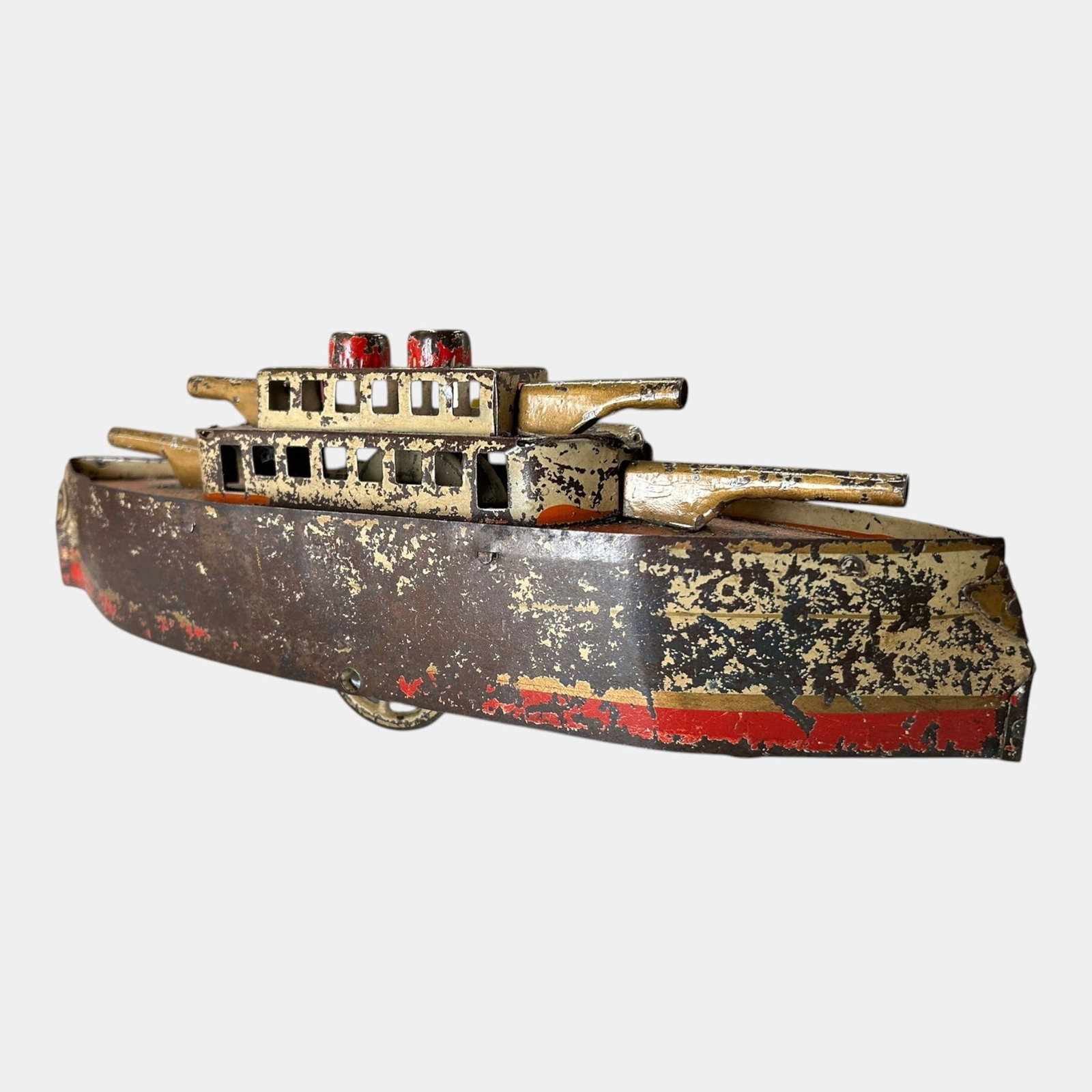 Schieble-Dayton 1920s Dayton Hill Climber Battleship Wheel Friction Toy Boat (1 of 5)