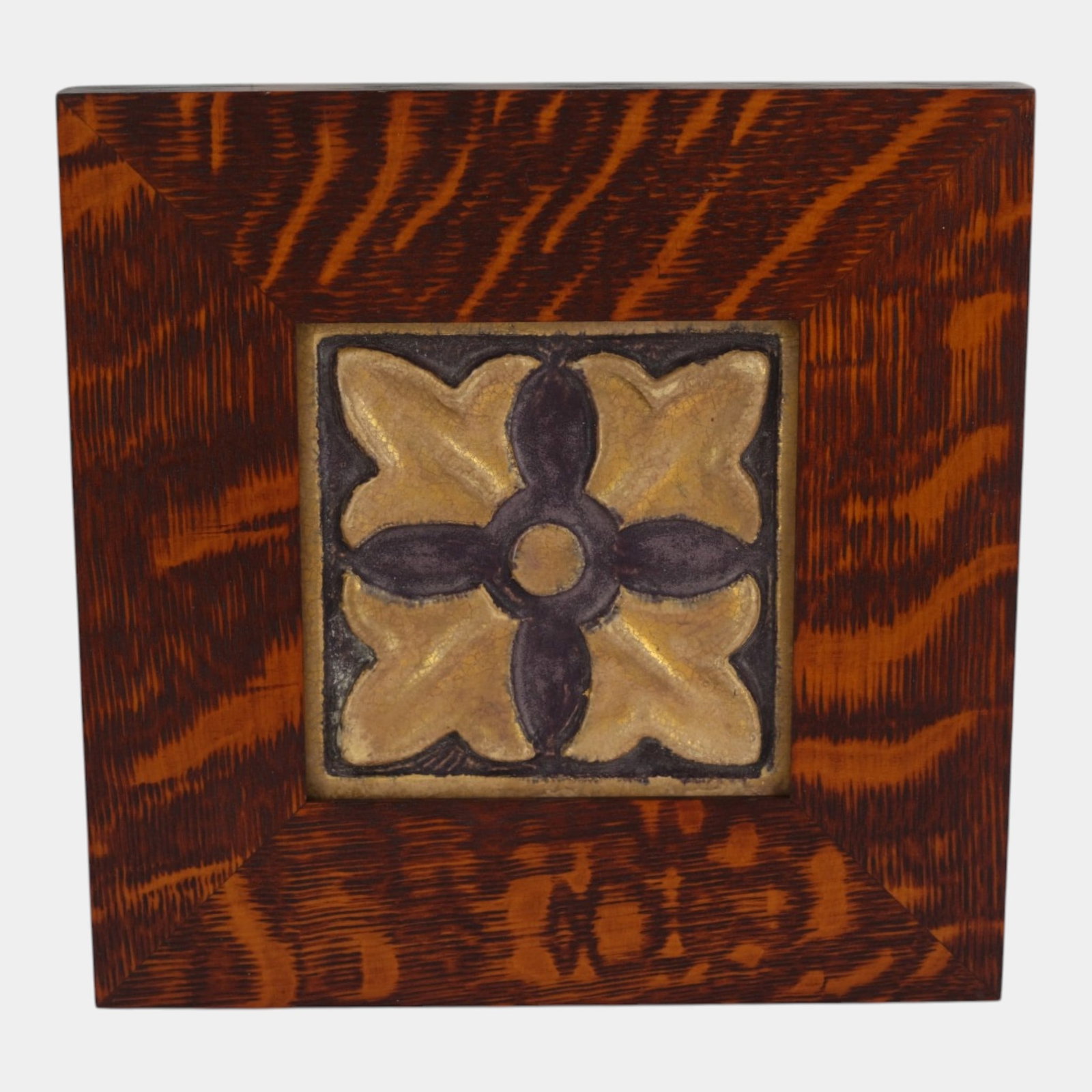 Early 20th Century Arts & Crafts Mission Oak Framed Stylized Floral American Art Pottery Tile: Professional, fast, and affordable in house shipping available for all items. For higher resolution images please visit bid.craftedauctions.com Early 20th Century Arts & Crafts Mission Oak Framed Styl