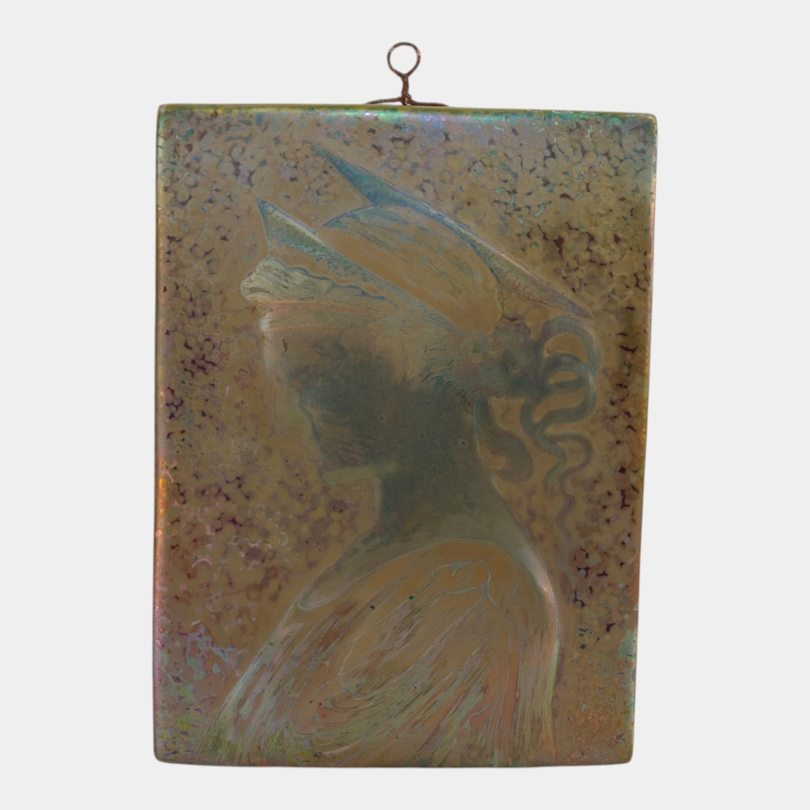 Clement-Massier Golfe-Juan Early 1900s Century French Iridescent Luster St. Cecilia Wall Plaque (1 of 7)