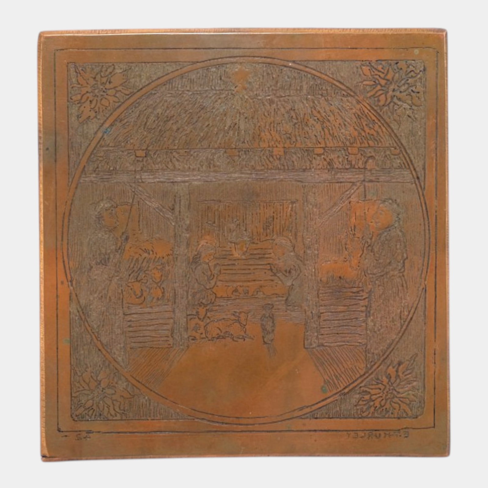 Edward Hurley Rookwood Artist Original Copper Etching Printing Plate Arts & Crafts Landscape (1 of 5)