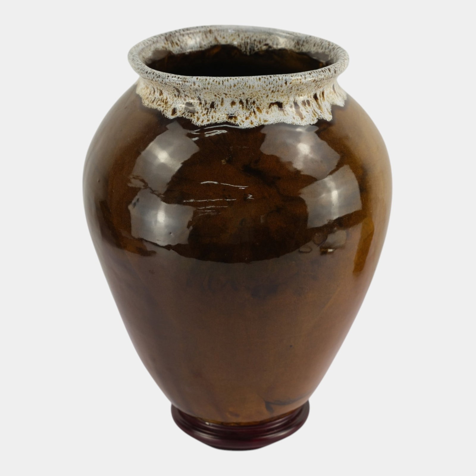 Anna Van Briggle Mid Century Modern Brown Drip Glaze Art Pottery 14" Tall Floor Vase: Professional, fast, and affordable in house shipping available for all items. For higher resolution images please visit bid.craftedauctions.com Anna Van Briggle Mid Century Modern Brown Drip Glaze Art