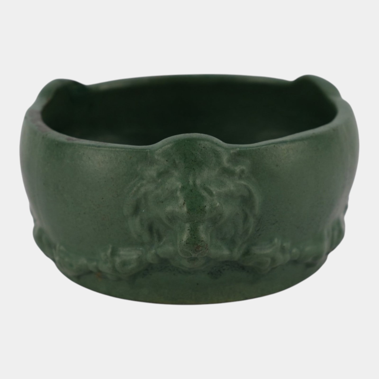 Strobl Ohio Vintage Pottery Matte Green Arts And Crafts Lion Head Bowl 1059: Professional, fast, and affordable in house shipping available for all items. For higher resolution images please visit bid.craftedauctions.com Strobl Ohio Vintage Pottery Matte Green Arts And Crafts 