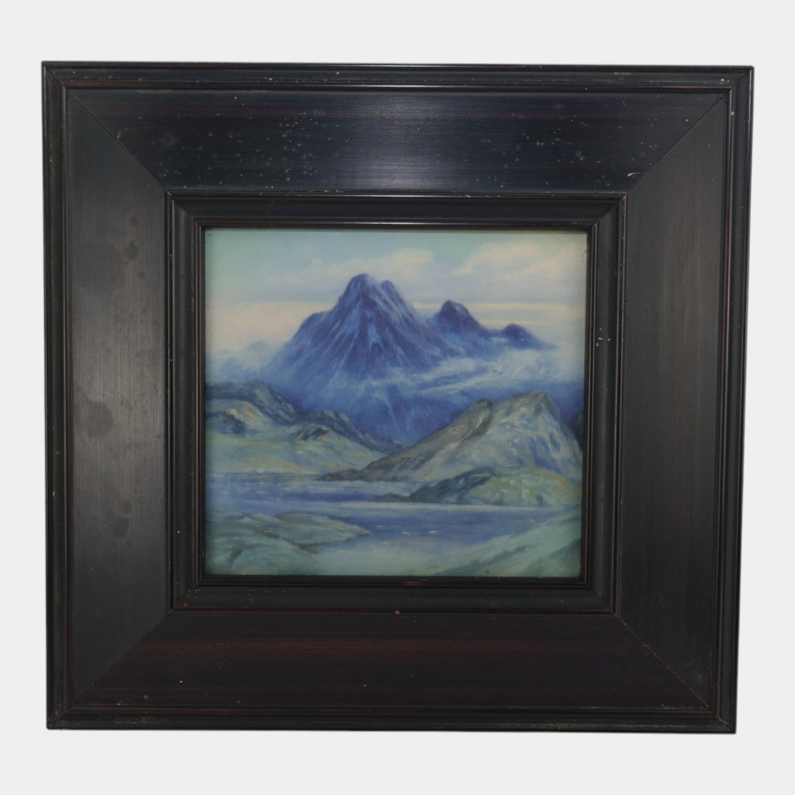 Rookwood 1915 Arts & Crafts Scenic Pottery Mountain Landscape Plaque In Dark Wood Frame: Professional, fast, and affordable in house shipping available for all items. For higher resolution images please visit bid.craftedauctions.com Rookwood 1915 Arts & Crafts Scenic Pottery Mountain Land