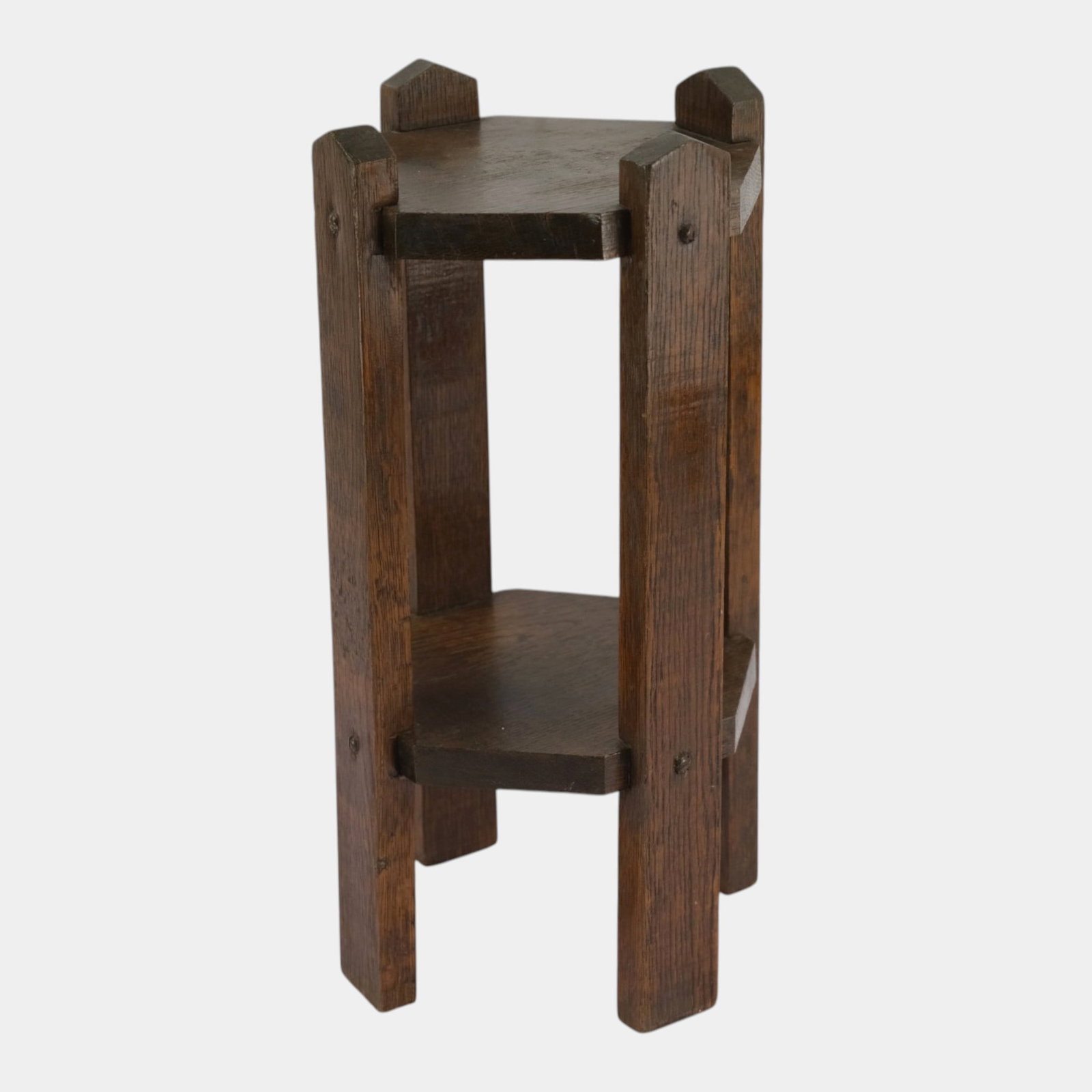 Arts & Crafts Mission Oak Plant Stand Taboret With Two Shelves Primitive Stickley Style (1 of 6)