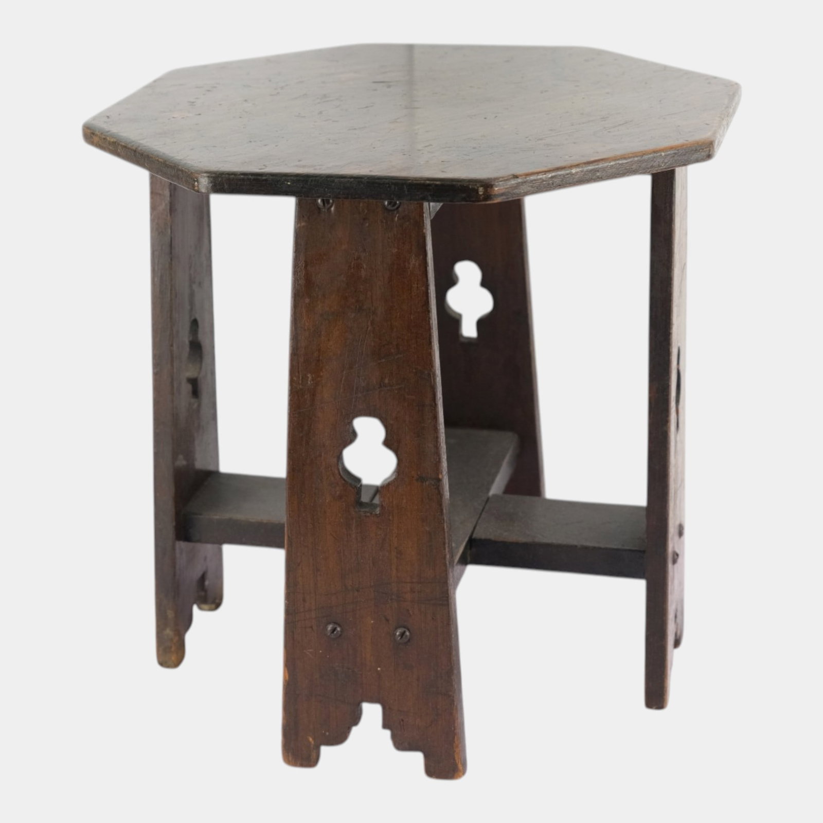 Charles Limbert Style Early 20th Century Arts & Crafts Oak Hexagonal Tabouret Plant Stand With: Professional, fast, and affordable in house shipping available for all items. For higher resolution images please visit bid.craftedauctions.com Charles Limbert Style Early 20th Century Arts & Crafts O