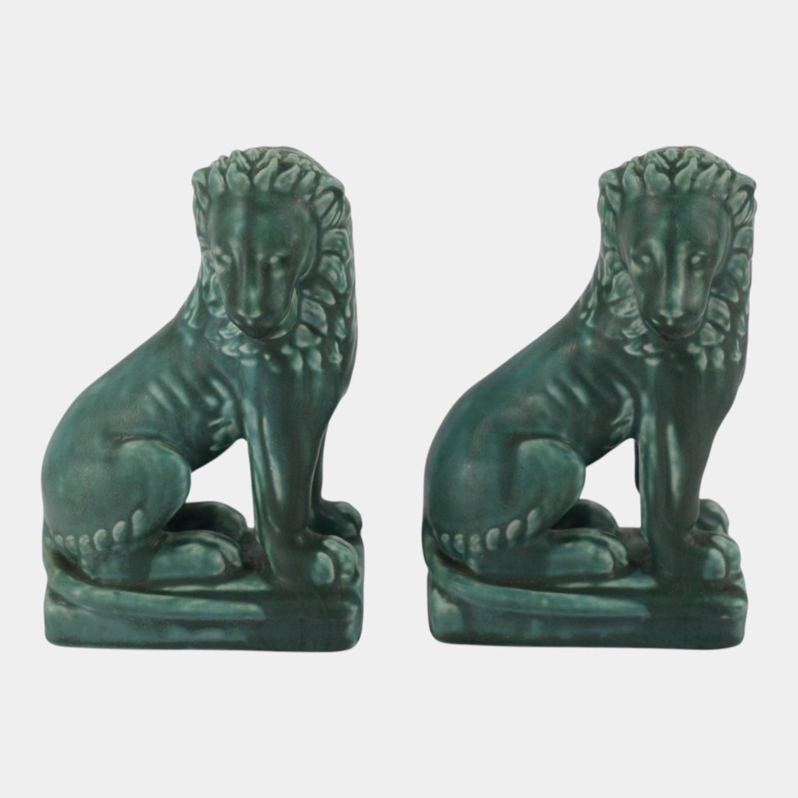 Rookwood 1929 Vintage Arts Deco Pottery Ceramic Seated Lion Bookends 6019: Professional, fast, and affordable in house shipping available for all items. For higher resolution images please visit bid.craftedauctions.com Rookwood 1929 Vintage Arts Deco Pottery Ceramic Seated L