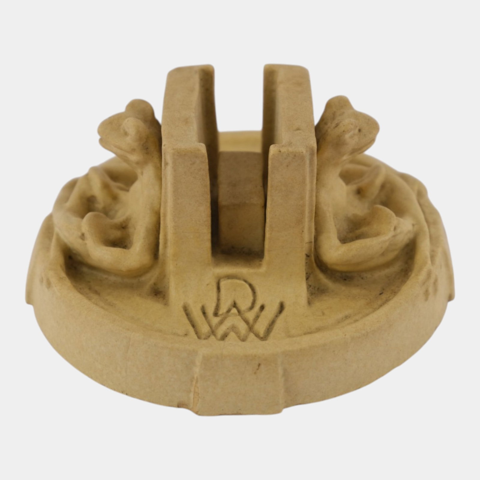 Teco 1910s Arts And Crafts Matte Tan Art Pottery Floral Matchbook Holder Stand (1 of 4)