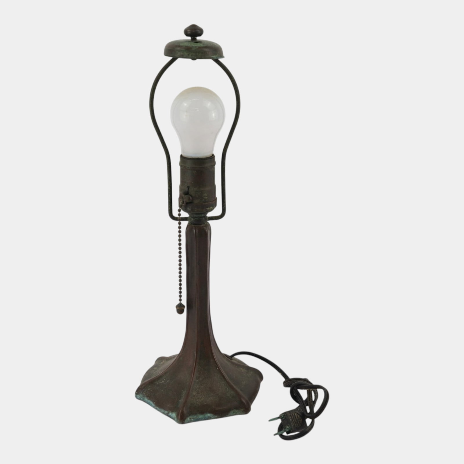 Arts And Crafts Hand Hammered Copper & Bronze Table Lamp With Organic Flared Footed Base: Professional, fast, and affordable in house shipping available for all items. For higher resolution images please visit bid.craftedauctions.com Arts And Crafts Hand Hammered Copper & Bronze Table Lamp