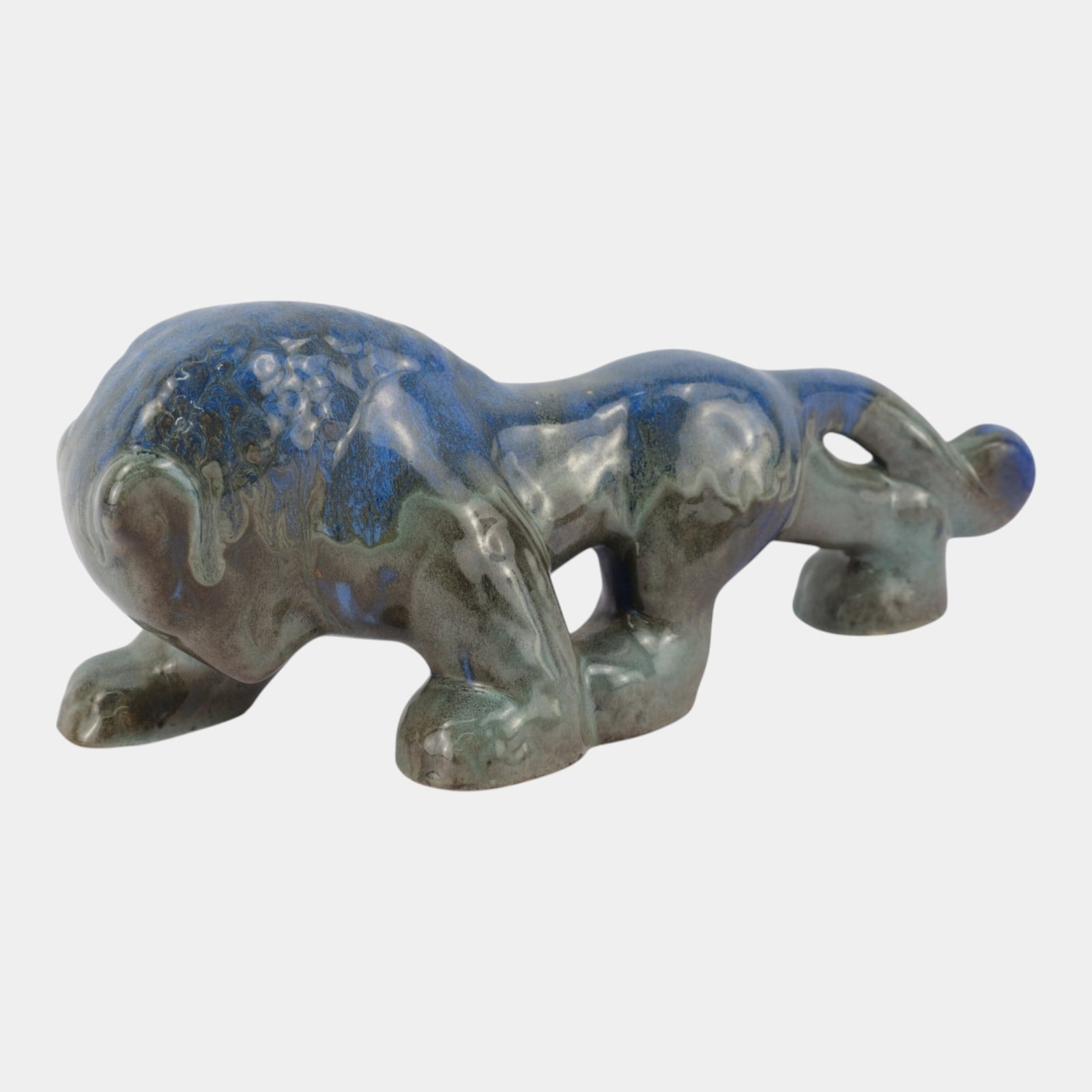 Shearwater Pottery Mississippi Hand Made Blue Green Ceramic Lion Figurine: Professional, fast, and affordable in house shipping available for all items. For higher resolution images please visit bid.craftedauctions.com Shearwater Pottery Mississippi Hand Made Blue Green Cera