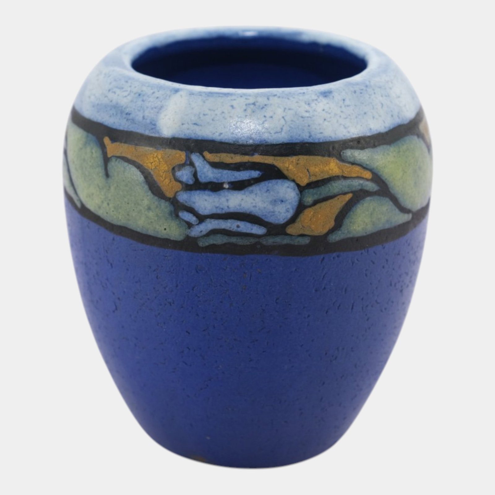 Saturday Evening Girls Cobalt Blue Floral Band Arts & Crafts Art Pottery Vase: Professional, fast, and affordable in house shipping available for all items. For higher resolution images please visit bid.craftedauctions.com Saturday Evening Girls Cobalt Blue Floral Band Arts & Cr
