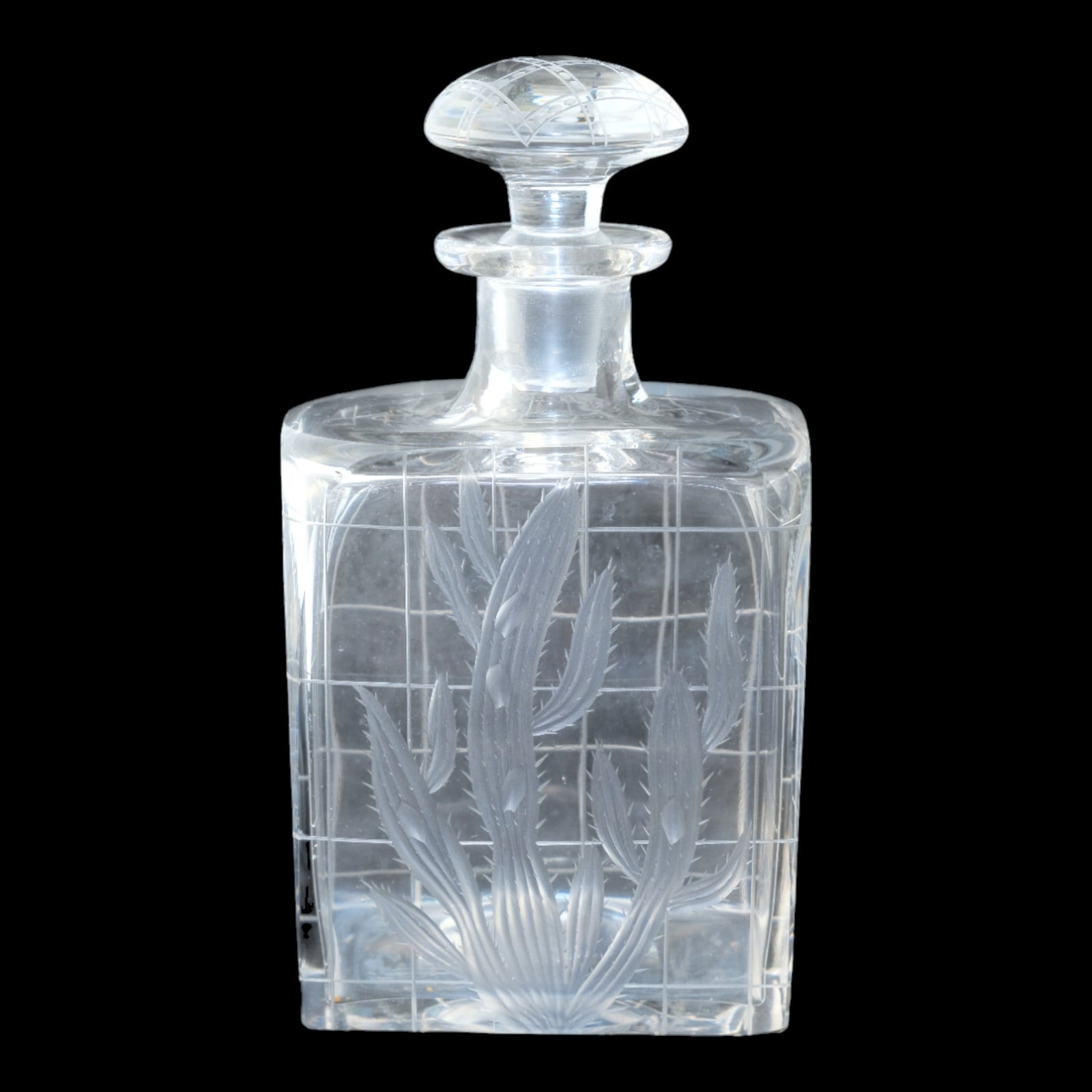 Keith Murray For Stevens & Williams Brierley Art Deco Cactus Etched Glass Decanter (1 of 6)
