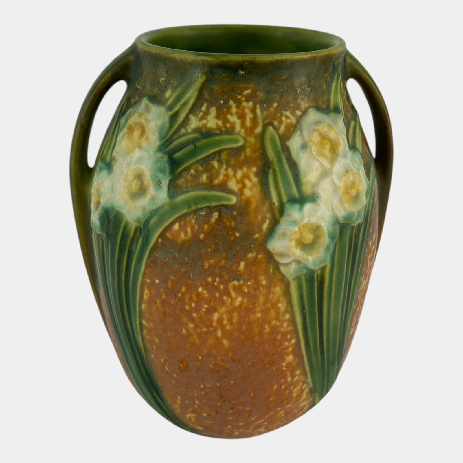 Roseville Jonquil 1931 Vintage Art and Crafts Brown Pottery Ceramic Vase 527-7: Professional, fast, and affordable in house shipping available for all items. For higher resolution images please visit bid.craftedauctions.com Roseville Jonquil 1931 Vintage Art and Crafts Brown Pott