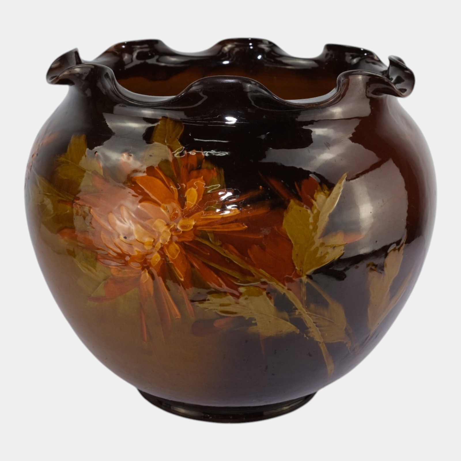 Weller Louwelsa 1900s Vintage Standard Glaze Art Pottery Brown Floral Decorated Large Ceramic: Professional, fast, and affordable in house shipping available for all items. For higher resolution images please visit bid.craftedauctions.com Weller Louwelsa 1900s Vintage Standard Glaze Art Pottery