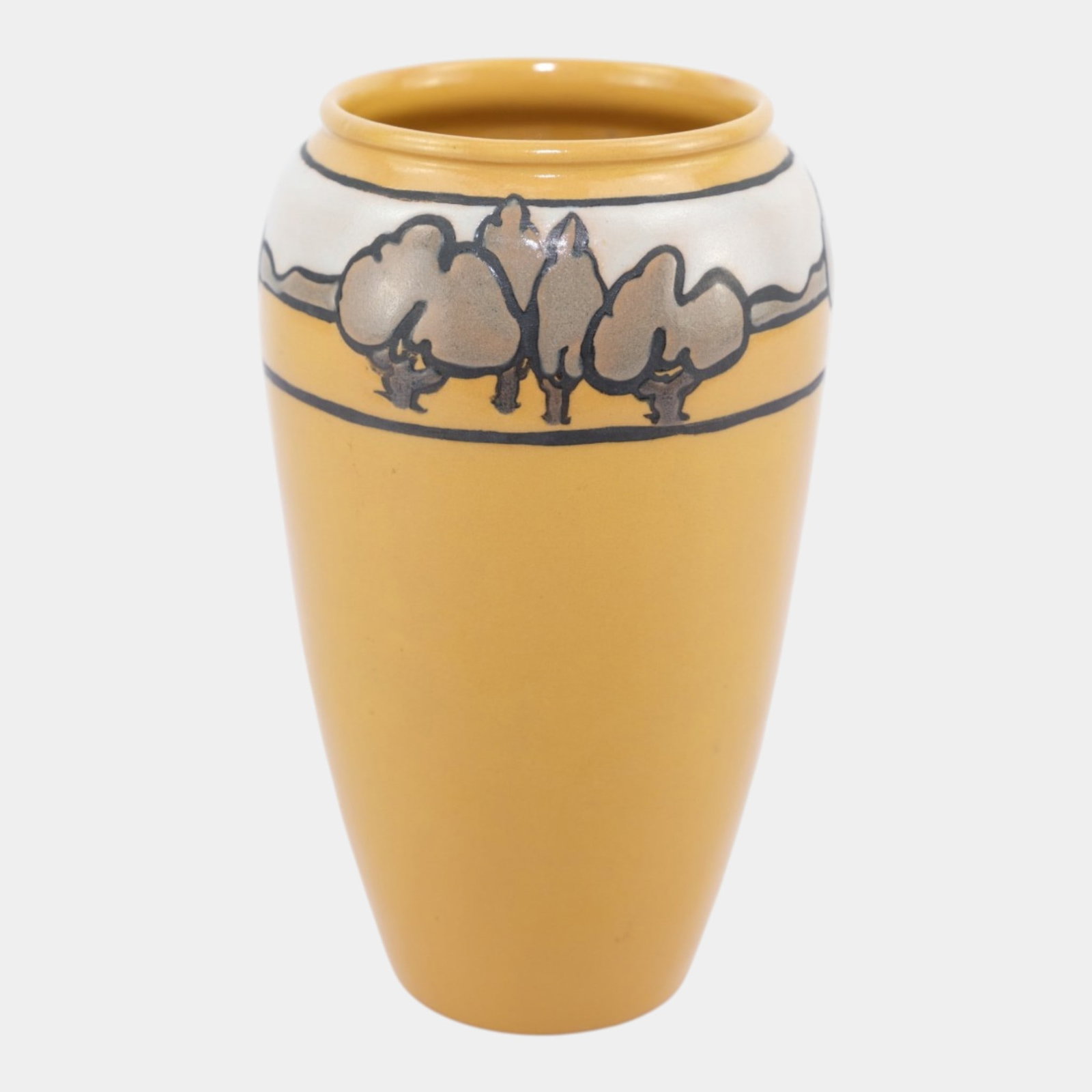 Saturday Evening Girls Arts & Crafts Yellow Stylized Tree Landscape Art Pottery Cabinet Vase (1 of 4)