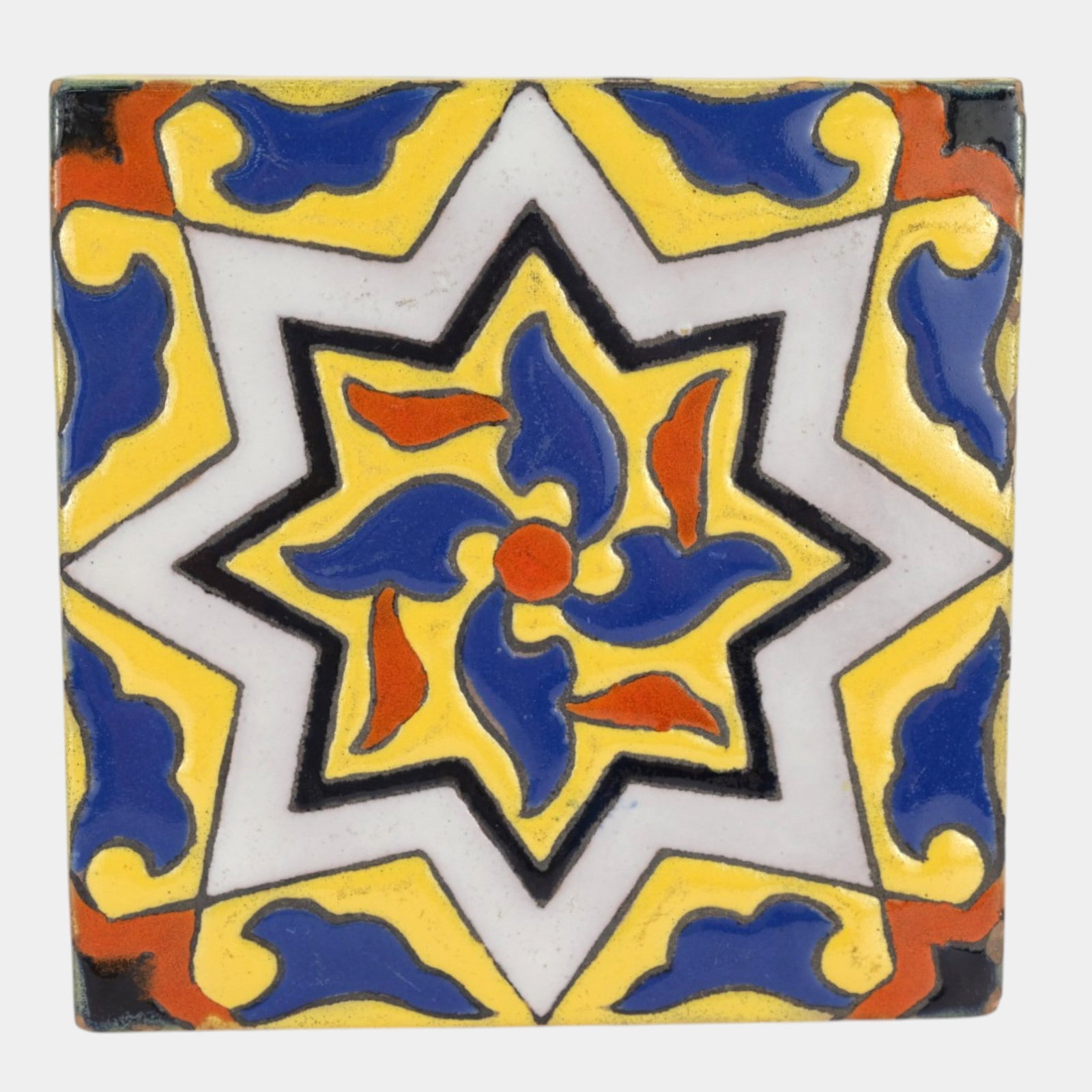 Catalina Island California Art Deco Polychrome Geometric Star Art Pottery Ceramic Tile (1 of 2)