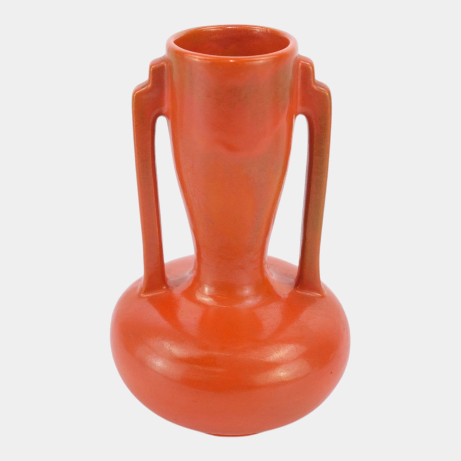 Catalina Island Pottery 1930s Toyon Red Art Deco Double Handled Baluster Ceramic Vase: Professional, fast, and affordable in house shipping available for all items. For higher resolution images please visit bid.craftedauctions.com Catalina Island Pottery 1930s Toyon Red Art Deco Double 