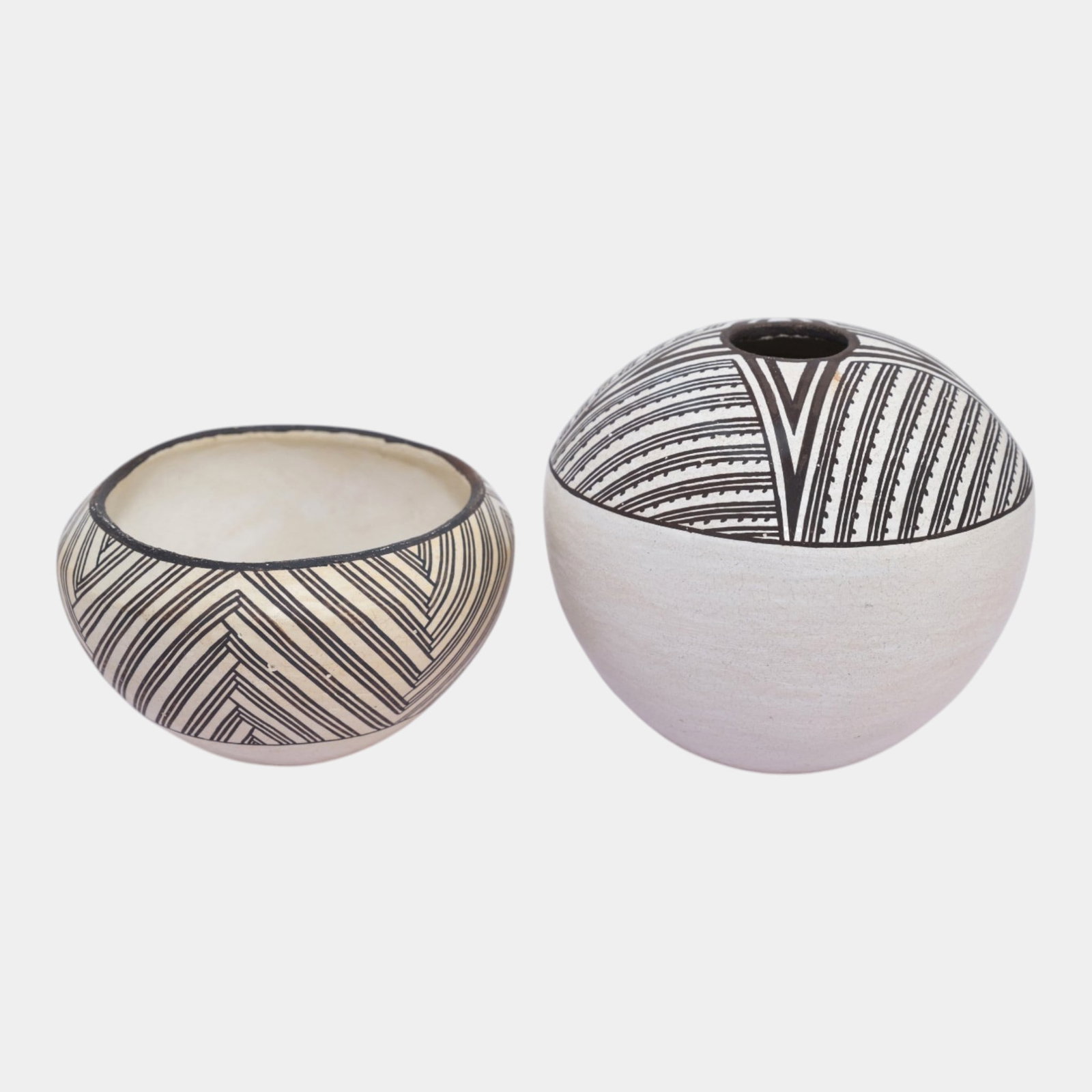 Sarah Garcia (1928-2015) & Anita Lowden (1930-1970) Vintage Pueblo Acoma Fine Line Pottery Vases: Professional, fast, and affordable in house shipping available for all items. For higher resolution images please visit bid.craftedauctions.com Sarah Garcia (1928-2015) & Anita Lowden (1930-1970) Vint