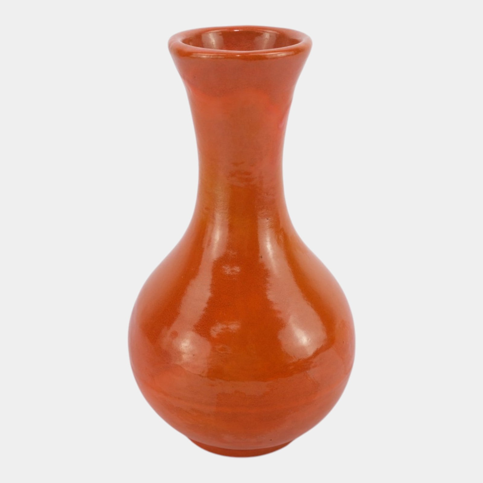 Catalina Island Pottery 1930s Toyon Red Art Deco Bulbous Long Neck Ceramic Bud Vase: Professional, fast, and affordable in house shipping available for all items. For higher resolution images please visit bid.craftedauctions.com Catalina Island Pottery 1930s Toyon Red Art Deco Bulbous