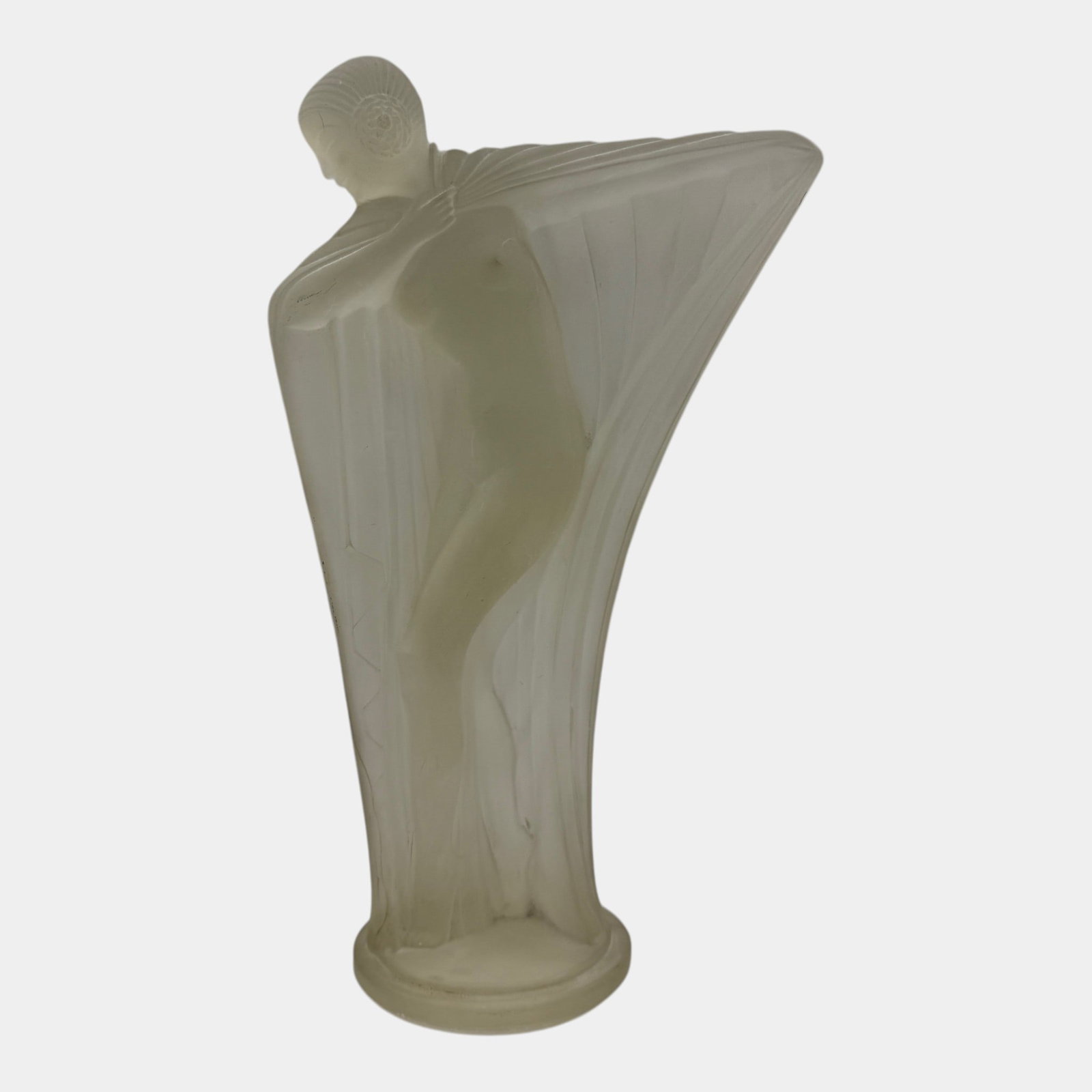 Lucille Sevin For Etling Glassworks 1930s Art Deco "Nue au Bras Tendu" Clear Satin Glass Figurine: Professional, fast, and affordable in house shipping available for all items. For higher resolution images please visit bid.craftedauctions.com Lucille Sevin For Etling Glassworks 1930s Art Deco "Nue 