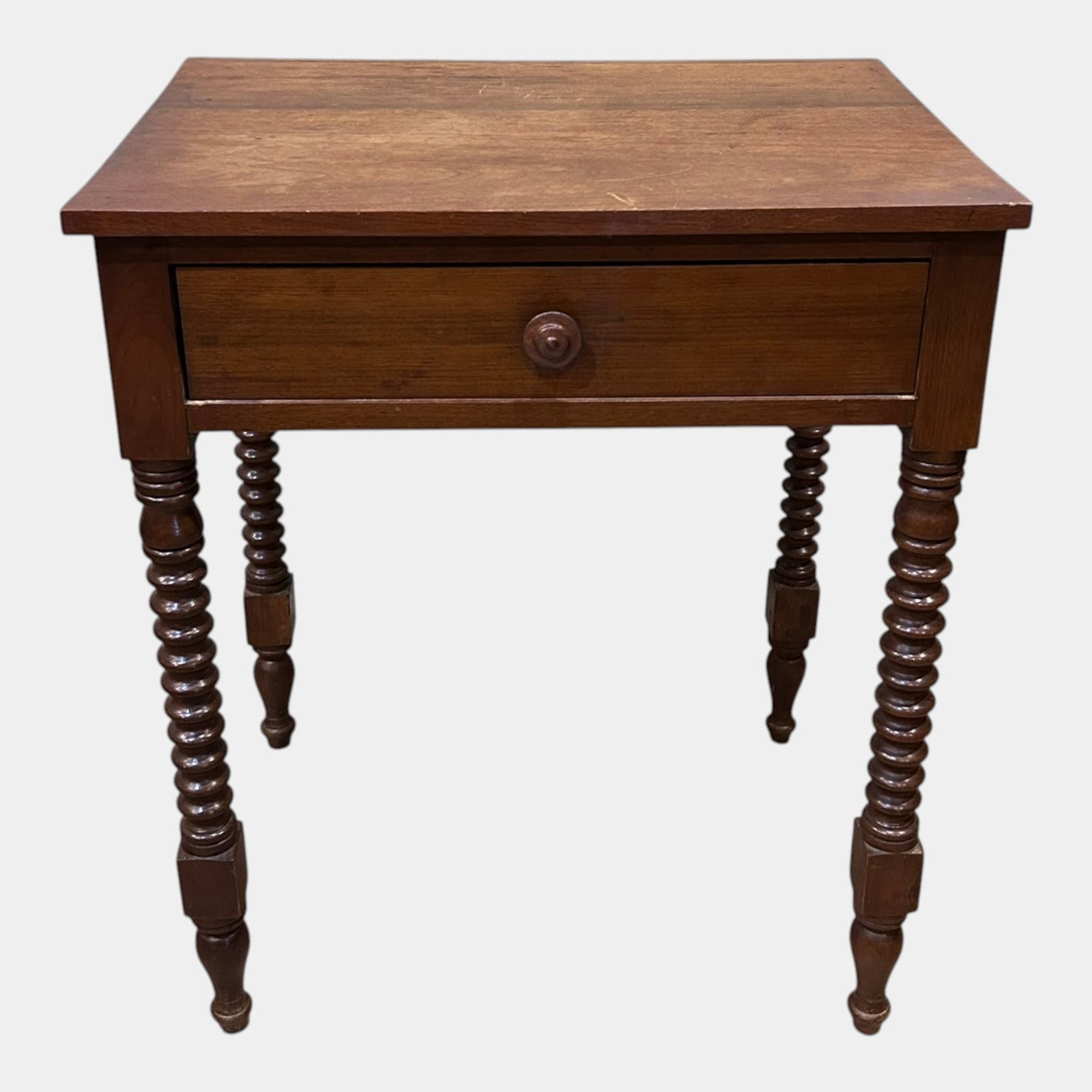 Antique Walnut One Drawer Side Table With Turned Barley Twist Legs Victorian Stand Furniture: Professional, fast, and affordable in house shipping available for all items. For higher resolution images please visit bid.craftedauctions.com Antique Walnut One Drawer Side Table With Turned Barley 