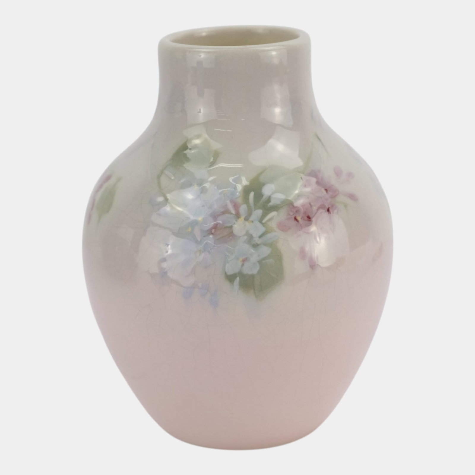 Weller Eocean 1900s Vintage Pottery Floral Pink Ivory Hand Painted Floral Decorated Vase 503: Professional, fast, and affordable in house shipping available for all items. For higher resolution images please visit bid.craftedauctions.com Weller Eocean 1900s Vintage Pottery Floral Pink Ivory Ha