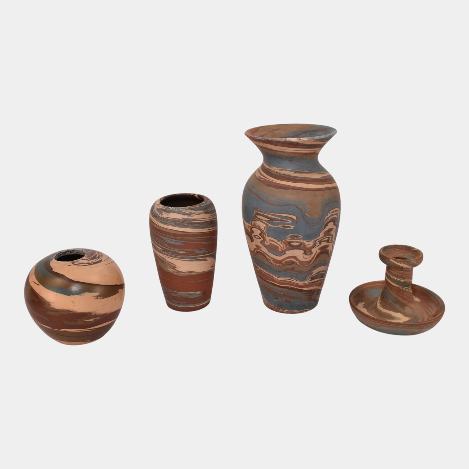 Niloak Mission Swirl 1910-24 1925-30s Vintage Hand Made Art Pottery Candle Holder Vases (1 of 4)