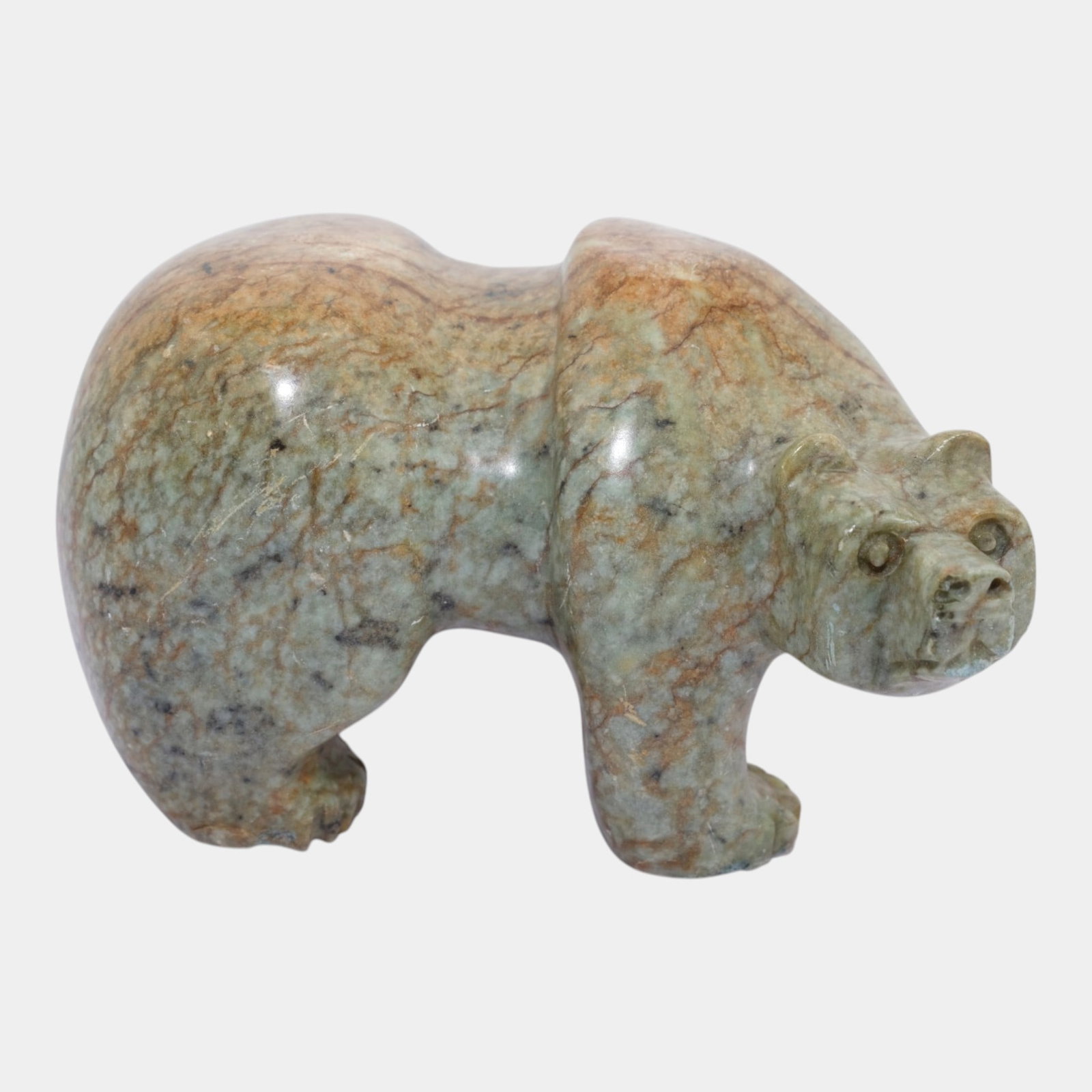 Vance Theoret British Columbia Canadian Inuit Soapstone Carved Standing Bear Sculpture: Professional, fast, and affordable in house shipping available for all items. For higher resolution images please visit bid.craftedauctions.com Vance Theoret British Columbia Canadian Inuit Soapstone 