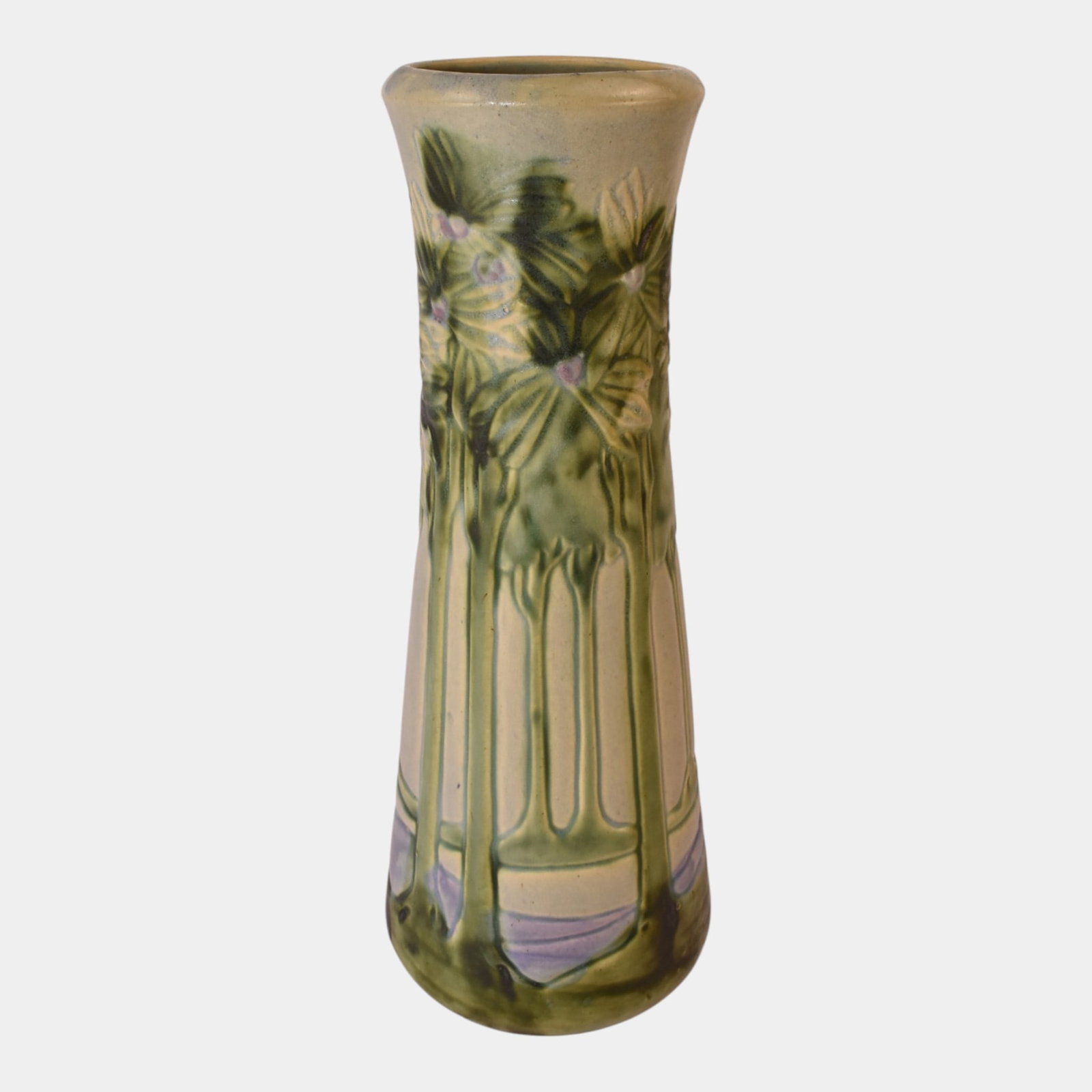 Roseville Vista 1920 Vintage Art And Crafts Pottery Ceramic Tall Floor Vase 120-18: Professional, fast, and affordable in house shipping available for all items. For higher resolution images please visit bid.craftedauctions.com Roseville Vista 1920 Vintage Art And Crafts Pottery Cera