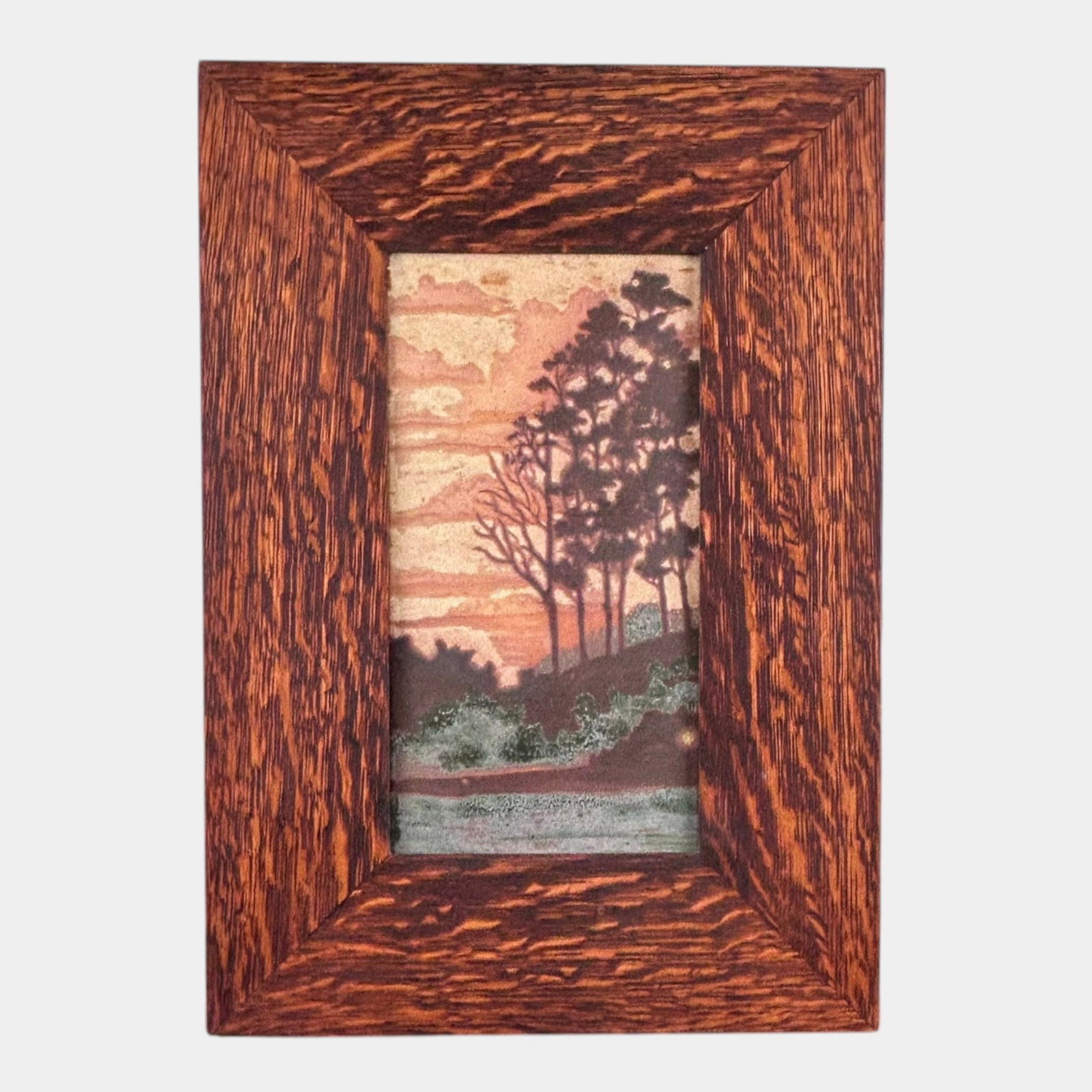 Stone Hollow Tile Scenic Landscape Art Pottery Tile Wall Hanging In Dard Hunter Frame (1 of 2)