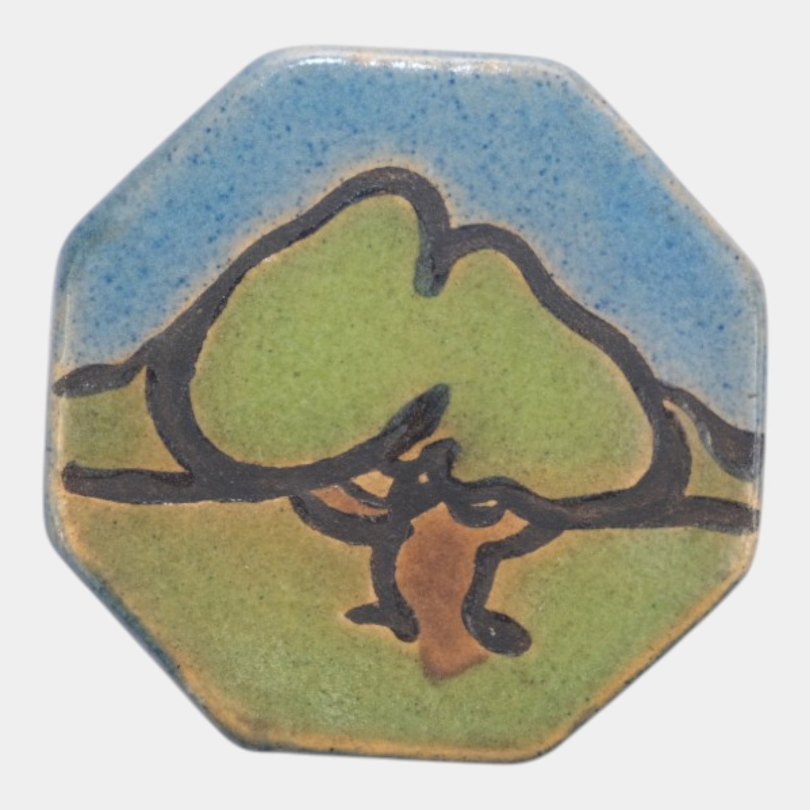 Saturday Evening Girls Blue Green Arts And Crafts Landscape Tree Motif Art Pottery Paperweight Tile: Professional, fast, and affordable in house shipping available for all items. For higher resolution images please visit bid.craftedauctions.com Saturday Evening Girls Blue Green Arts And Crafts Landsc