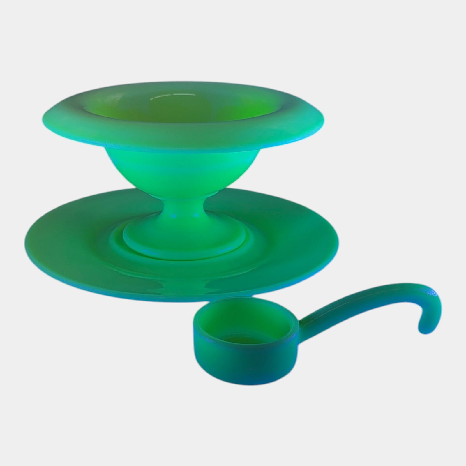 Cambridge Glass Company 1920s Art Deco Primrose Uranium Yellow Custard Glass Compote, Dish, & Ladle (1 of 5)