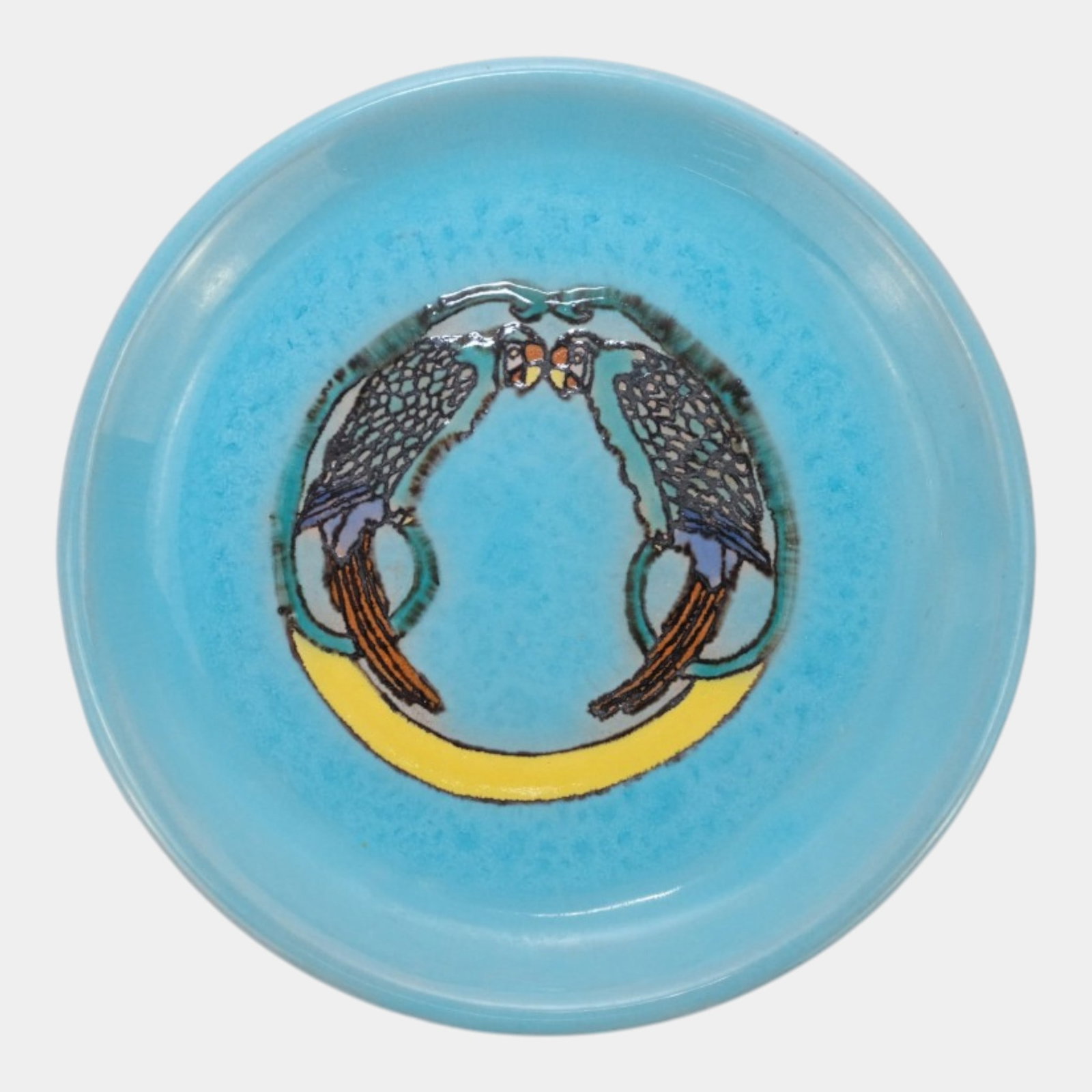 Catalina Island California Pottery 1930s Turquoise Art Deco Parrot Decorative Plate (1 of 3)