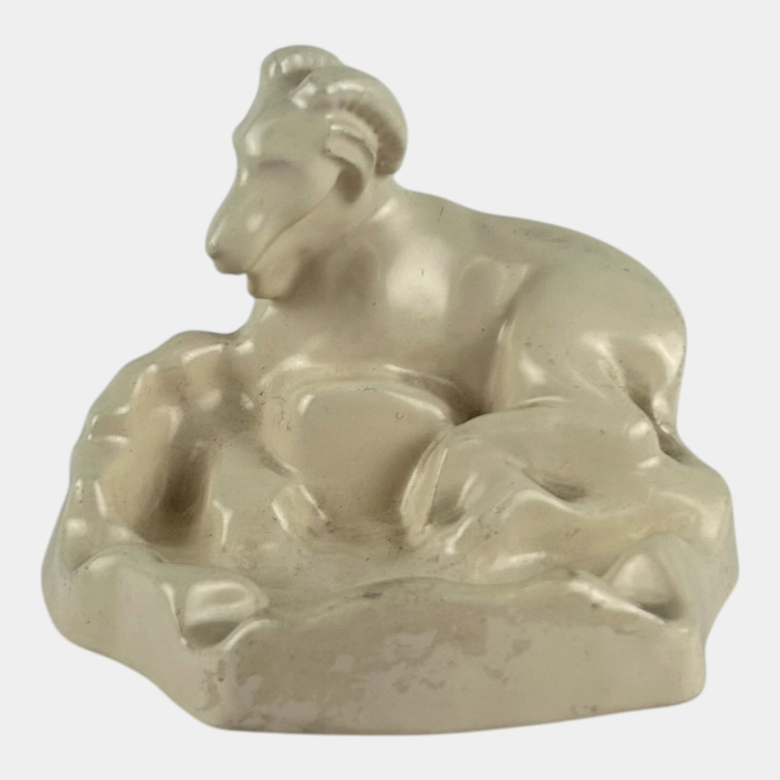 Catalina Island California Pottery 1930s Ivory Ram Figural Art Deco Ceramic Ashtray (1 of 6)