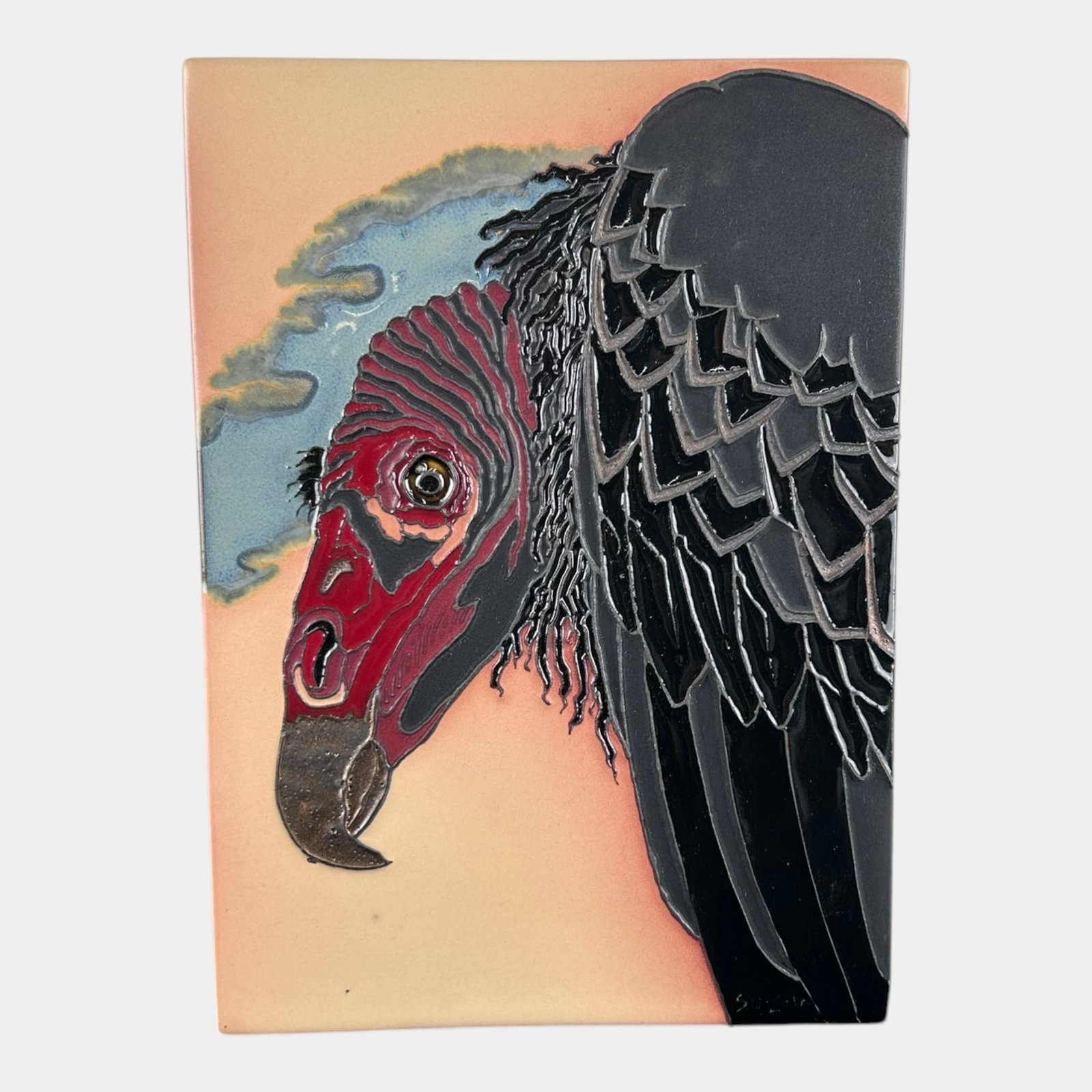 Prairie Mile Tile Studio Art Pottery Turkey Vulture Wildlife Ceramic Tile Wall Plaque Panel: Professional, fast, and affordable in house shipping available for all items. For higher resolution images please visit bid.craftedauctions.com Prairie Mile Tile Studio Art Pottery Turkey Vulture Wild