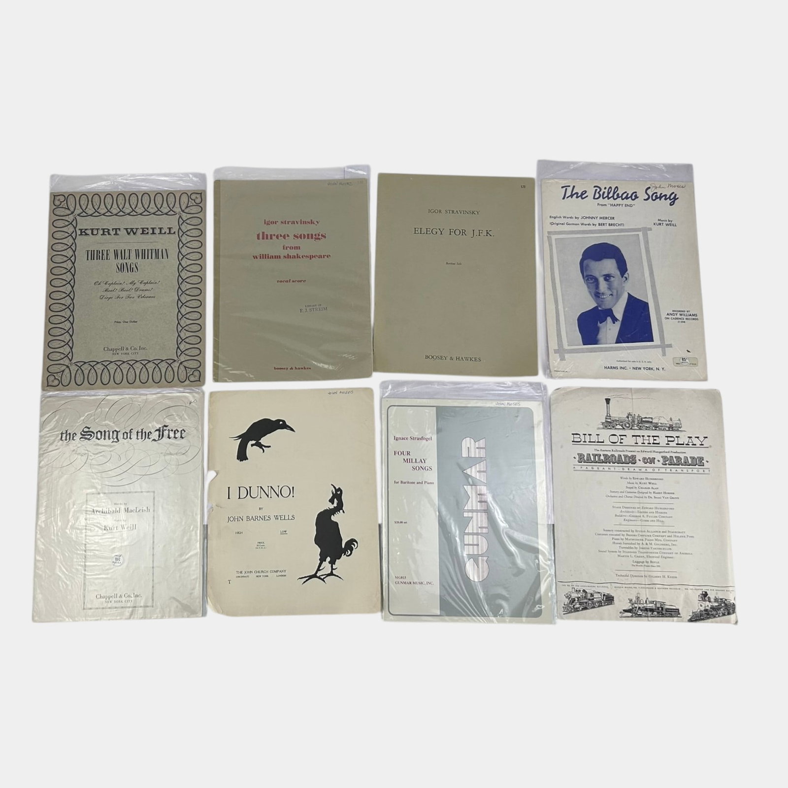 Igor Stravinsky, Kurt Weill, I Dunno!, & Other Mid Century Music & Lyric Song Books (1 of 2)