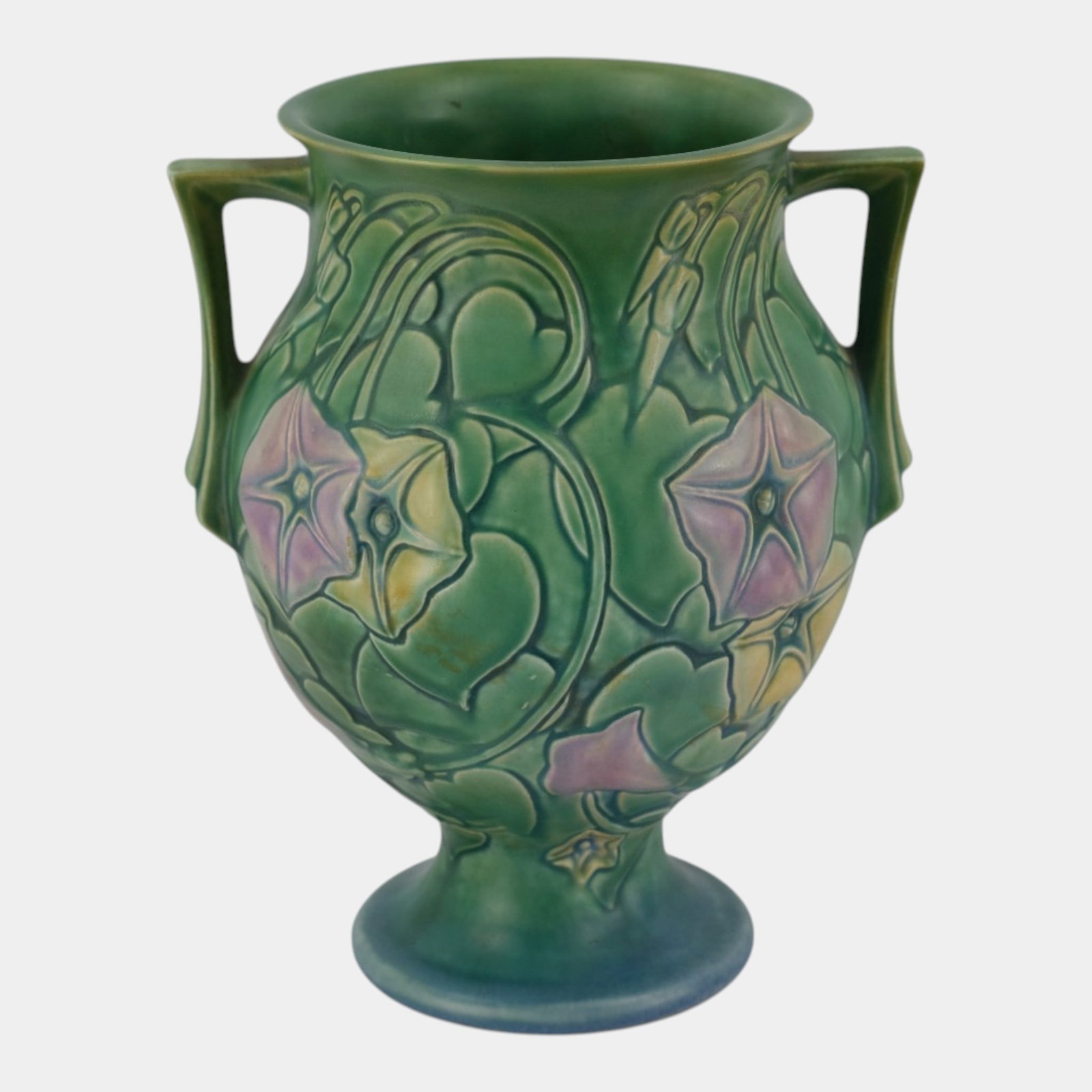 Roseville Morning Glory Green 1935 Vintage Art Deco Pottery Ceramic Vase 728-9 (1 of 6)