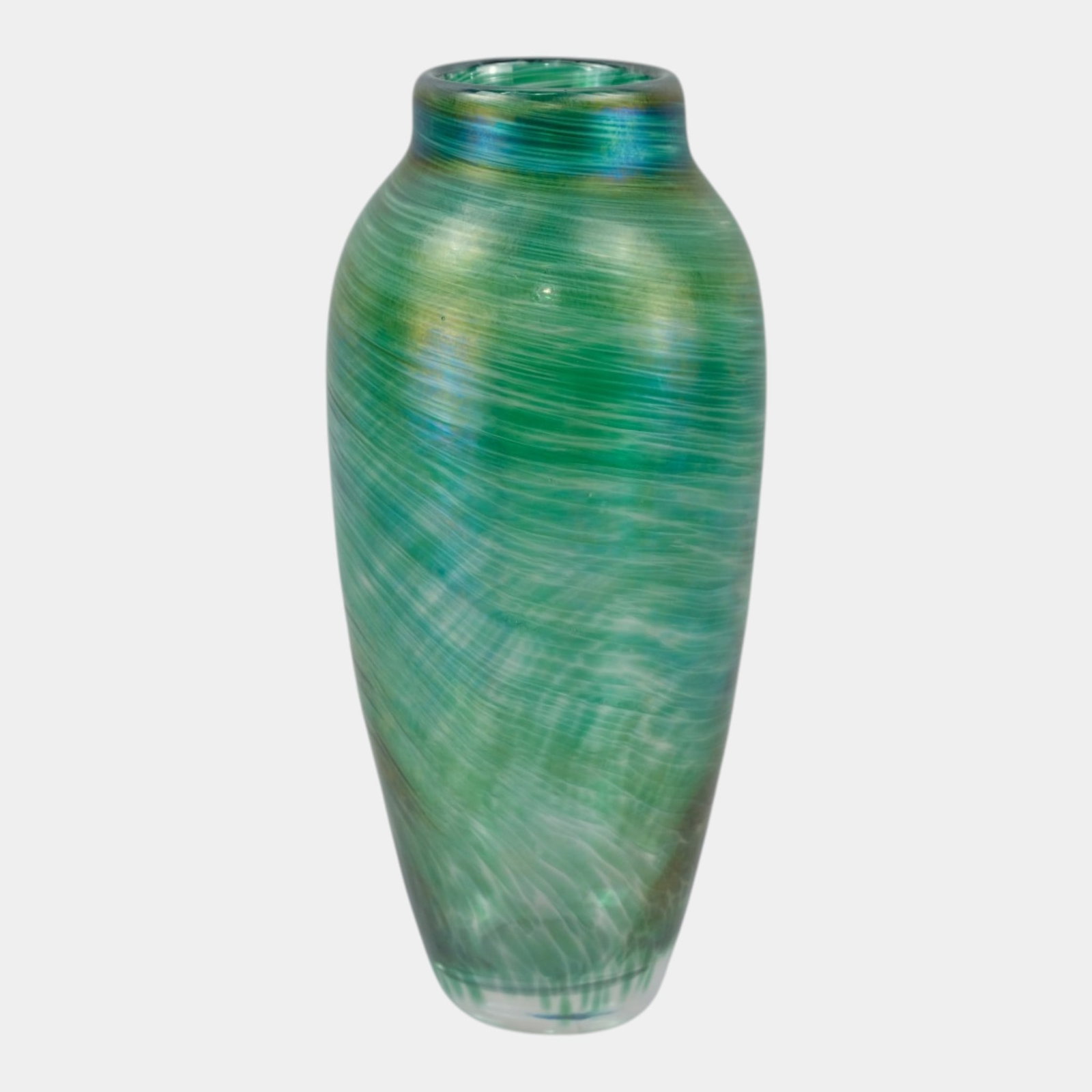 Rosetree Glass Studio New Orleans 2008 Hand Blown Green Blue Art Glass Swirl Vase: Professional, fast, and affordable in house shipping available for all items. For higher resolution images please visit bid.craftedauctions.com Rosetree Glass Studio New Orleans 2008 Hand Blown Green 