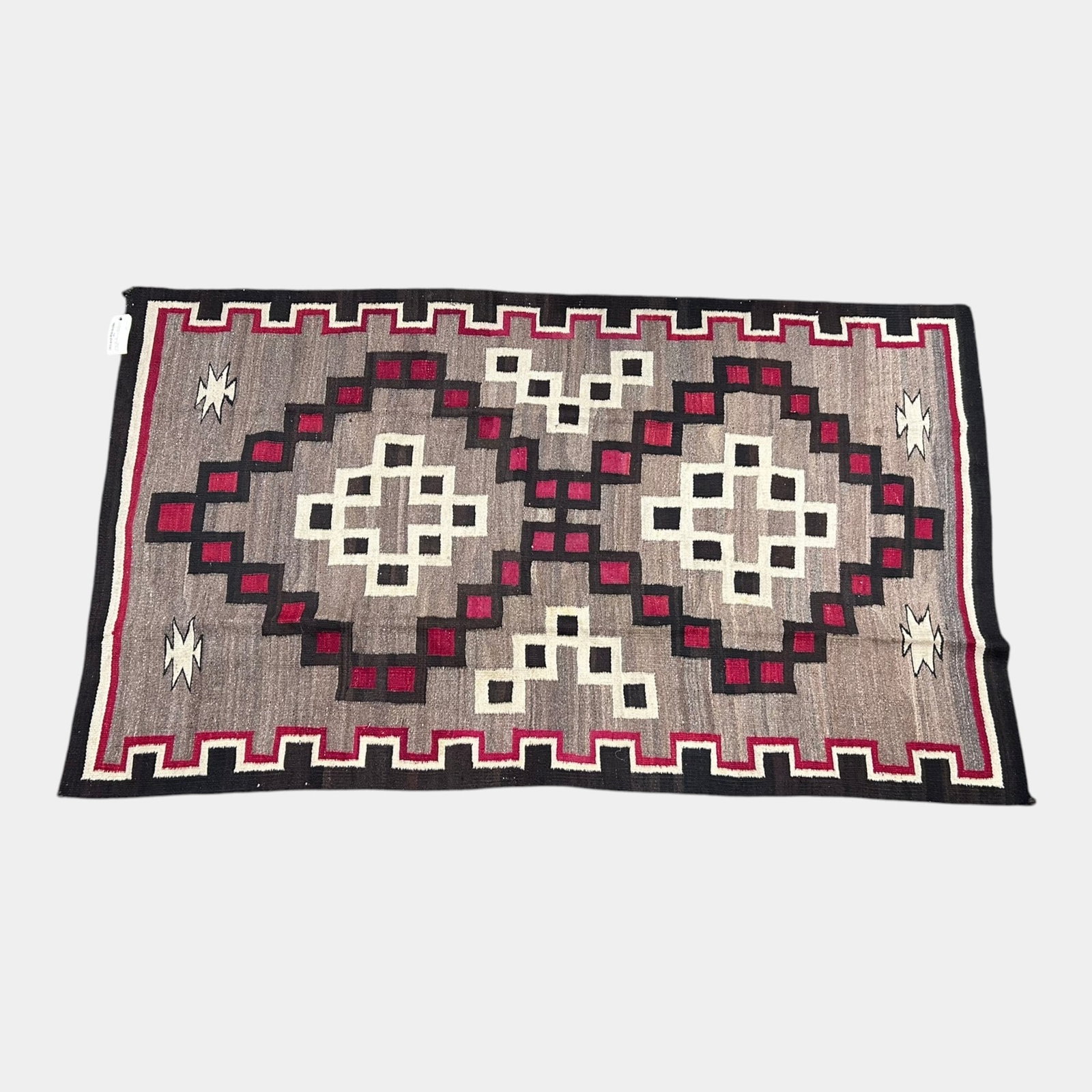 Navajo Native American 1940s Hand Woven Ganado Style Wool Rug Geometric Textile (1 of 6)