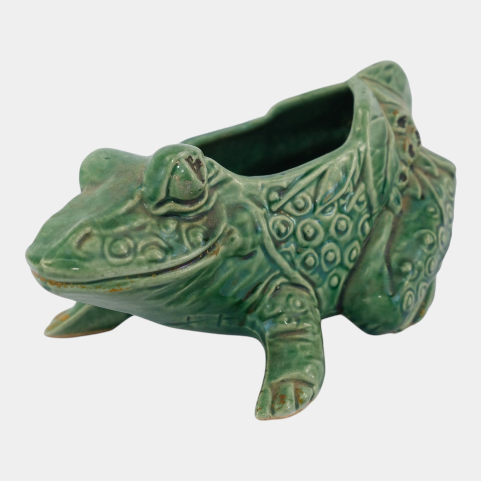 McCoy 1940s Mid Century Modern Art Pottery Green Ceramic Figural Frog Planter (1 of 6)