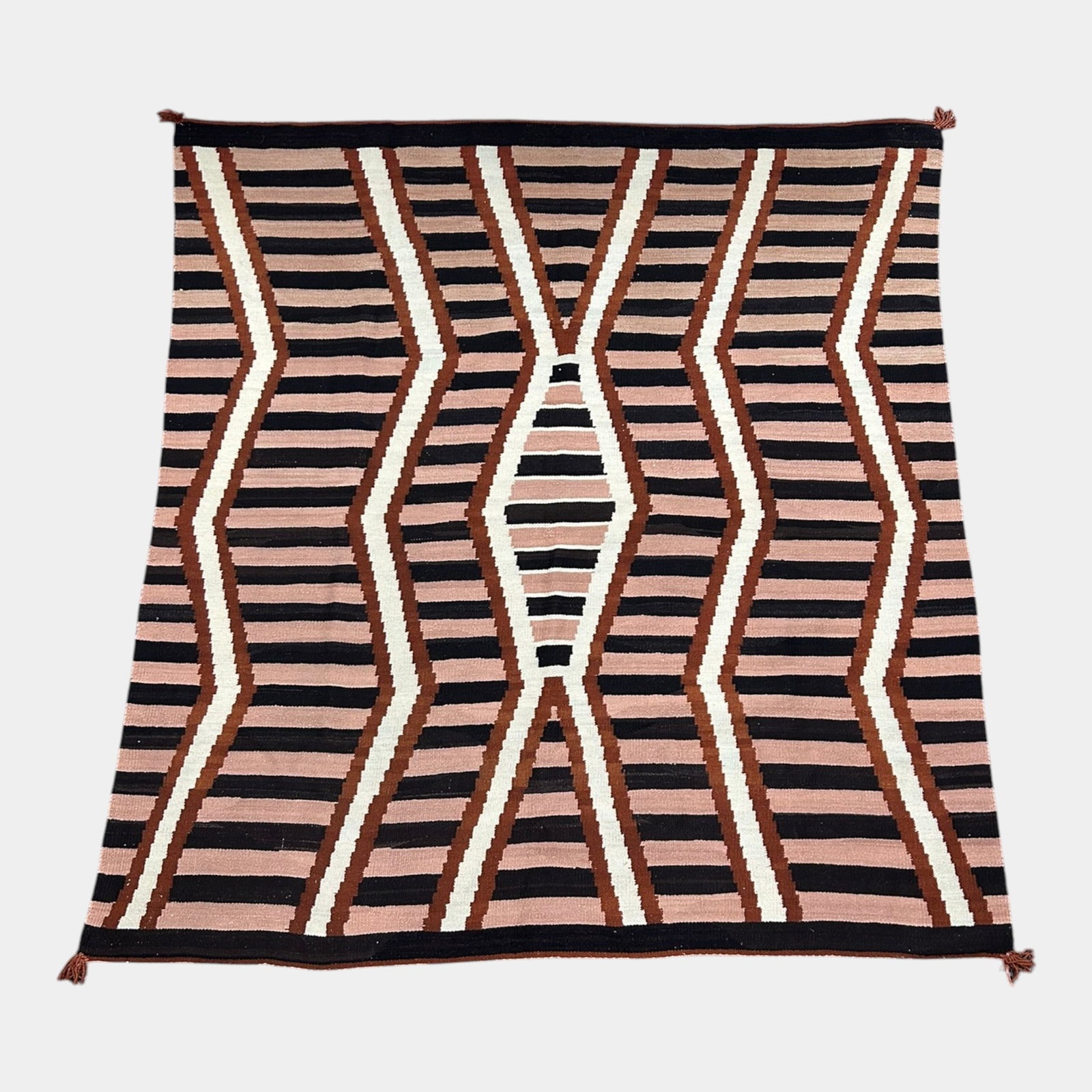 Navajo Native American Hand Woven Chief's Style Wool Rug Geometric Textile: Professional, fast, and affordable in house shipping available for all items. For higher resolution images please visit bid.craftedauctions.com Navajo Native American Hand Woven Chief's Style Wool Rug