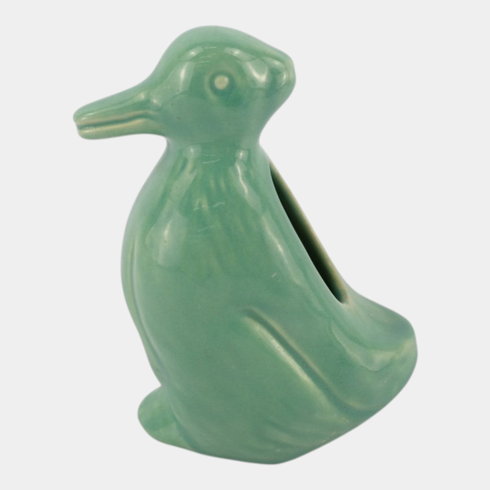 Weller Art Pottery 1930s Novelty Green Figural Optical Illusion Figural Duck Rabbit Planter: Professional, fast, and affordable in house shipping available for all items. For higher resolution images please visit bid.craftedauctions.com Weller Art Pottery 1930s Novelty Green Figural Optical I