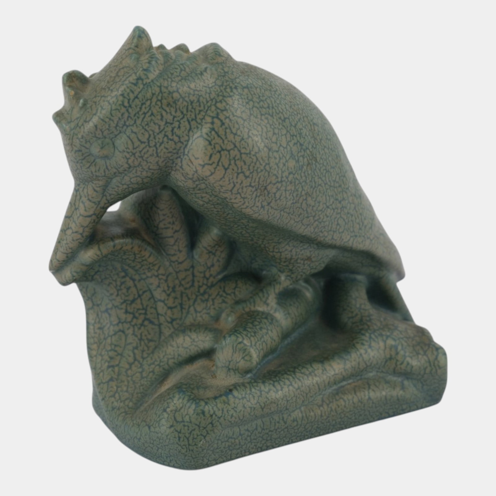 Rookwood Pottery 1923 Mottled Matte Green Kingfisher Book End 2657 (McDonald) (1 of 5)