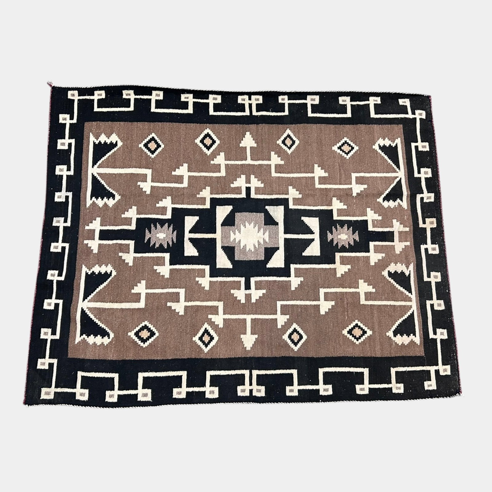 Navajo Native American Hand Woven Storm Pattern Wool Rug Geometric Textile (1 of 6)