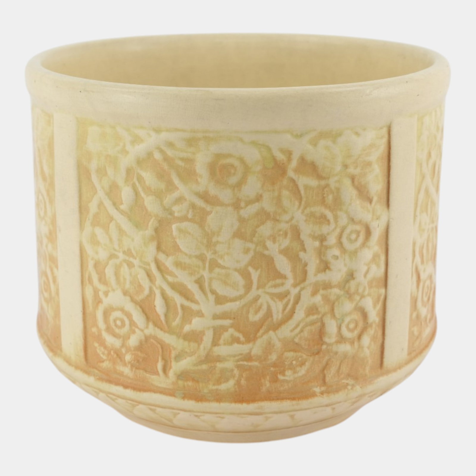 Weller Clinton Ivory 1914 Antique Art Pottery Floral Footed Jardiniere Planter (1 of 6)