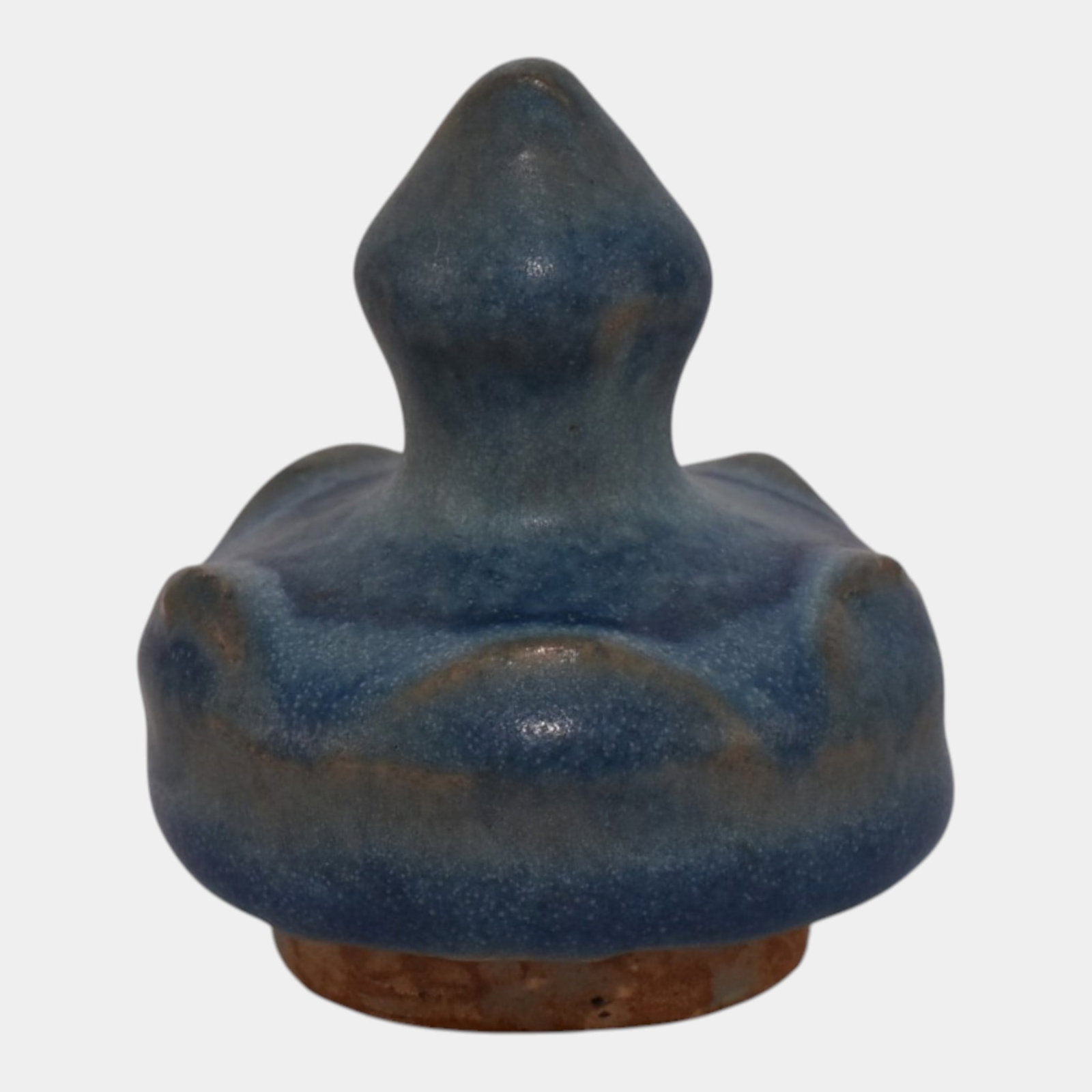 Van Briggle 1910s Arts & Crafts Mottled Blue Art Pottery Sculptural Finial Vessel Lid (1 of 4)