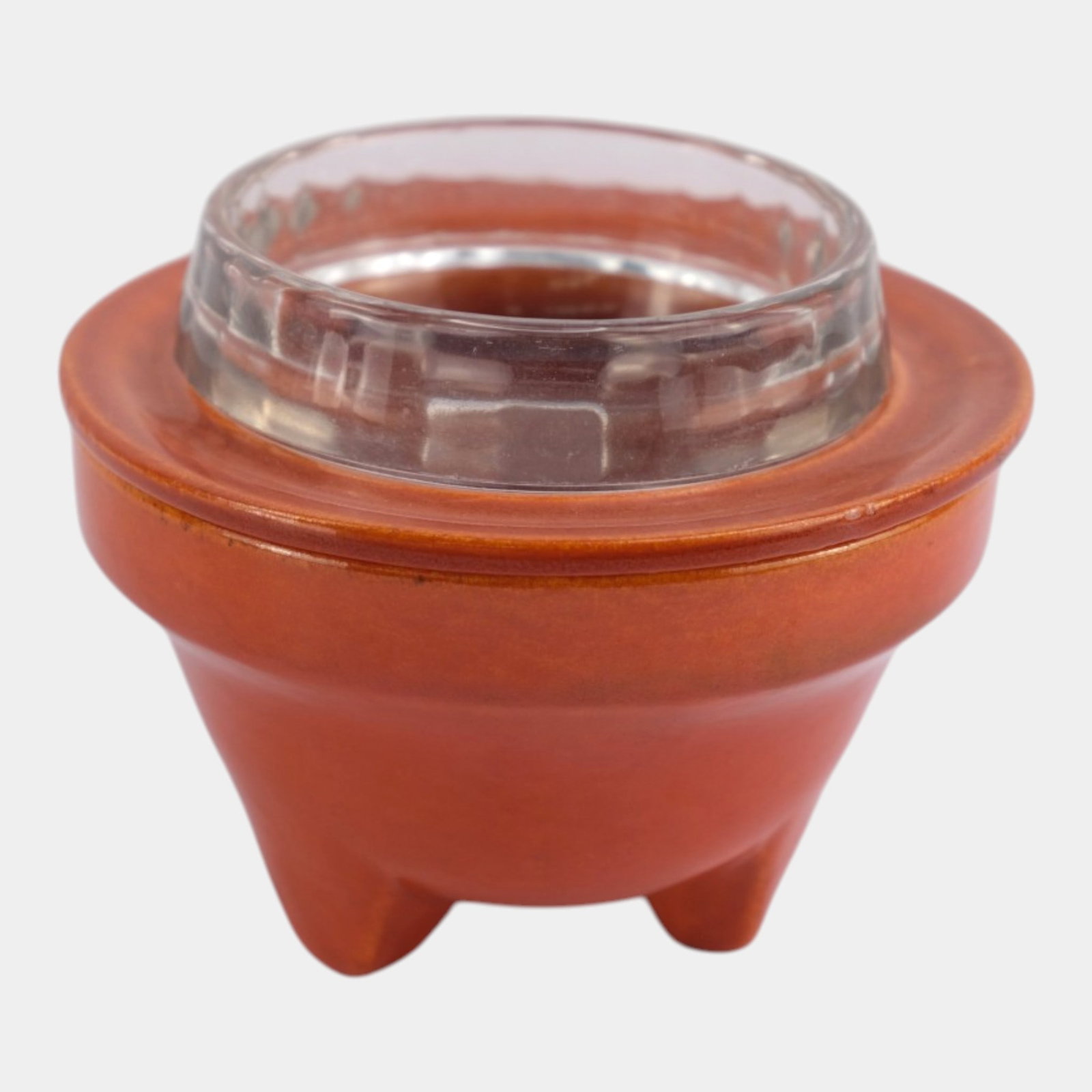 Catalina Island California Art Deco Orange Shrimper Cocktail Server Art Pottery Glass Insert Bowl: Professional, fast, and affordable in house shipping available for all items. For higher resolution images please visit bid.craftedauctions.com Catalina Island California Art Deco Orange Shrimper Cock